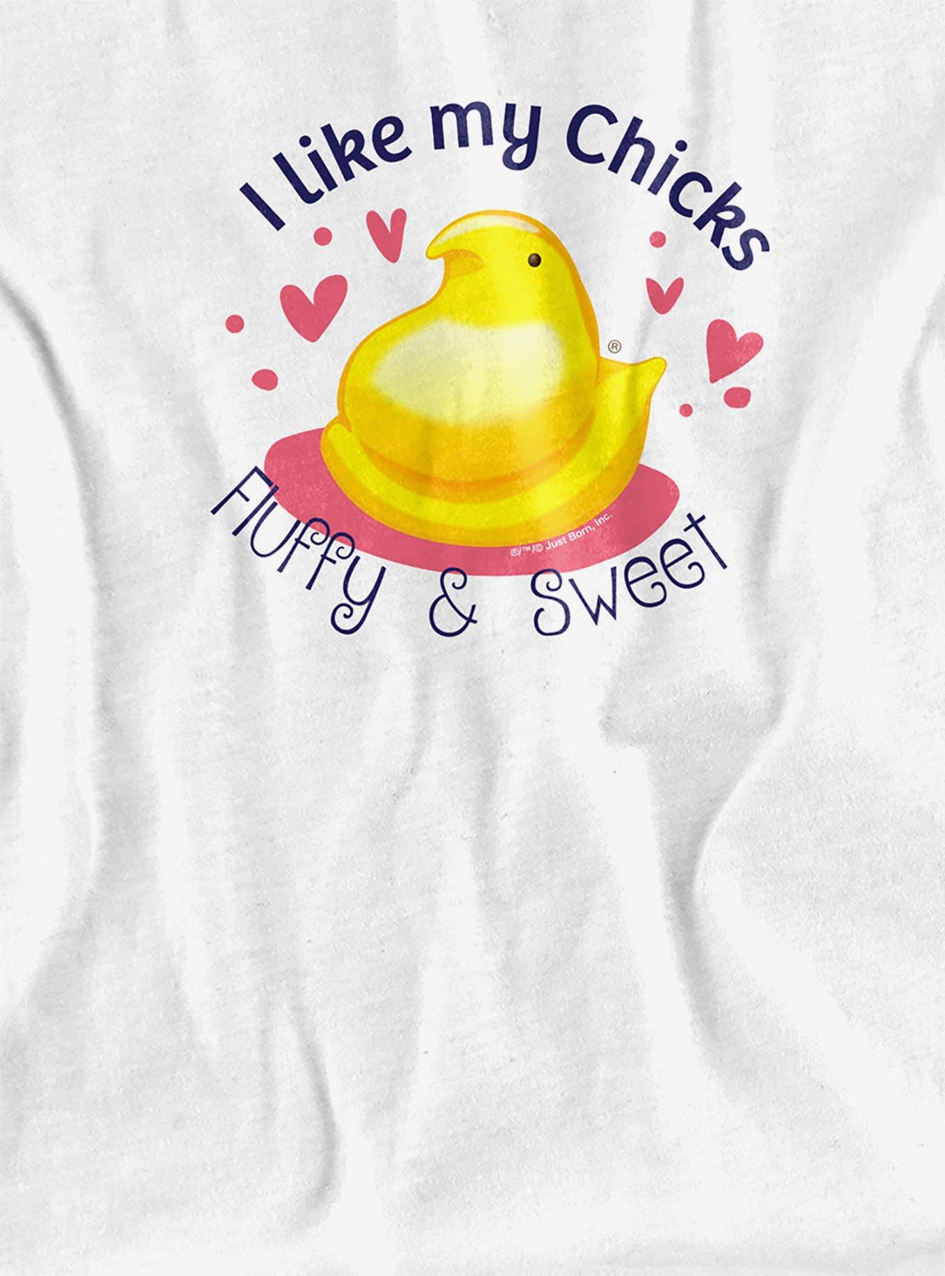 Peeps Easter I Like My Chicks Fluffy And Sweet Girls Crop Top, BRIGHT WHITE, alternate