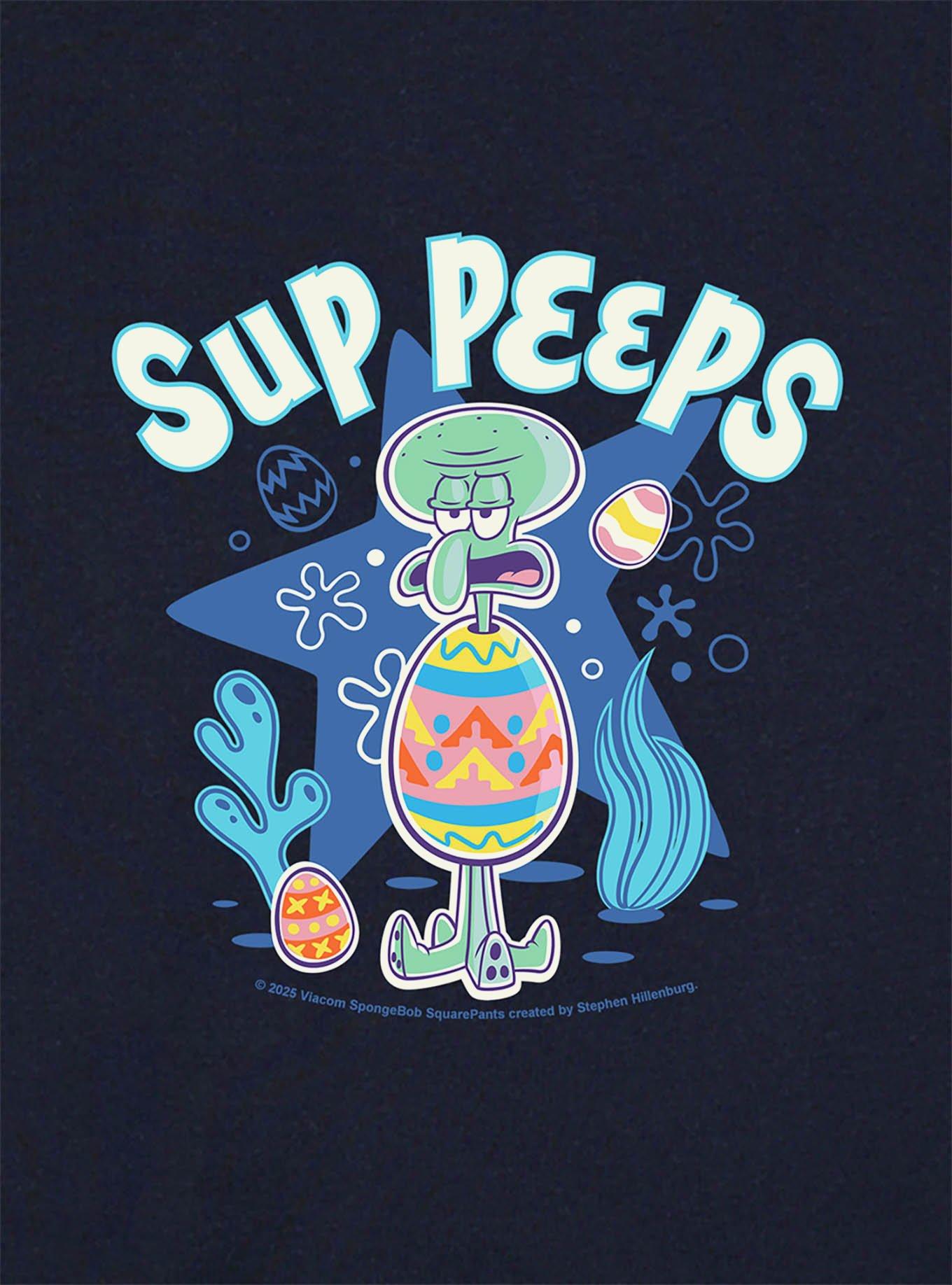 SpongeBob SquarePants Easter Squidward 'Sup Peeps Baby Rib Girls Crop Top, BLUE, alternate