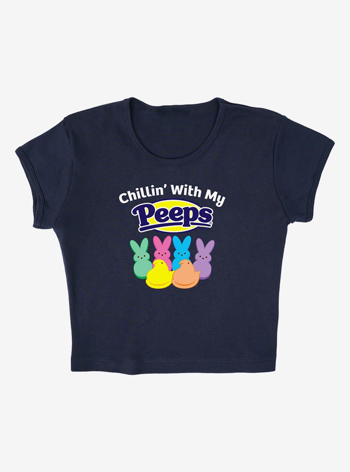 Peeps Easter Chillin' With My Peeps Baby Rib Girls Crop Top, BLUE, alternate