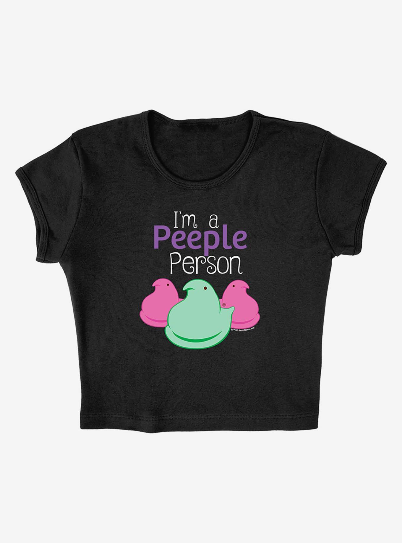 Peeps Easter I'm A Peeple Person Baby Rib Girls Crop Top, BLACK, alternate