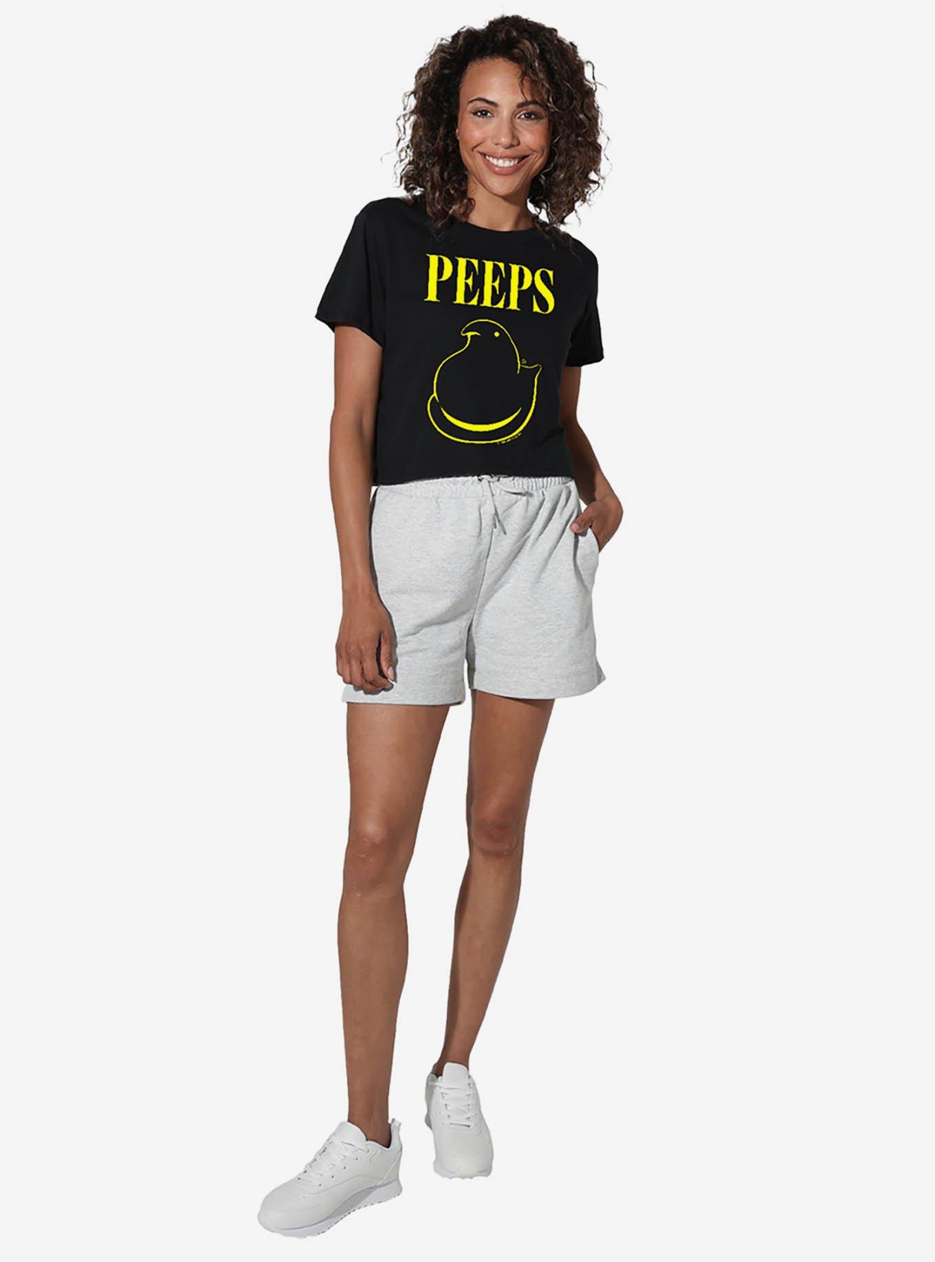 Peeps Easter Black And Yellow Womens Crop Top, BLACK, alternate