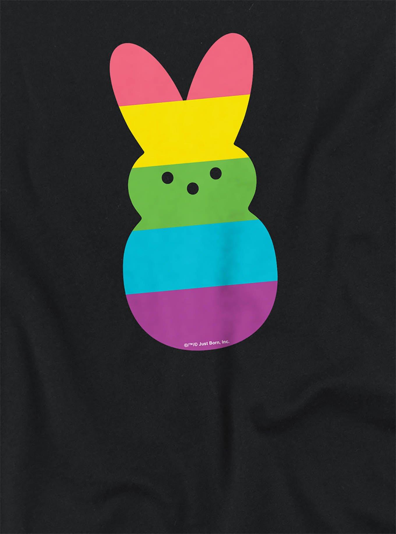 Peeps Rainbow Striped Easter Bunny Womens Crop Top, BLACK, alternate