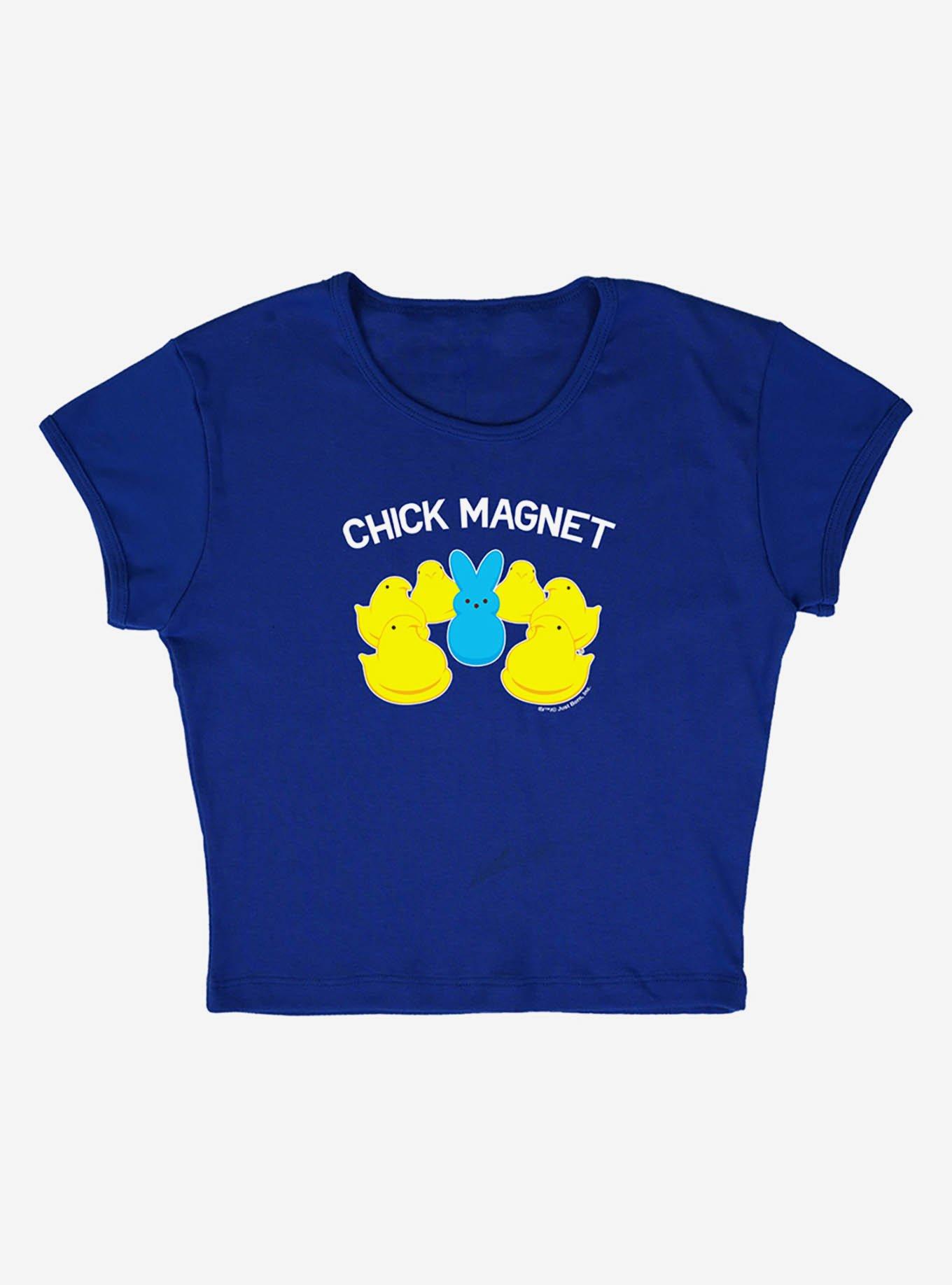 Peeps Easter Chick Magnet Bunny Baby Rib Womens Crop Top, BLUE, alternate