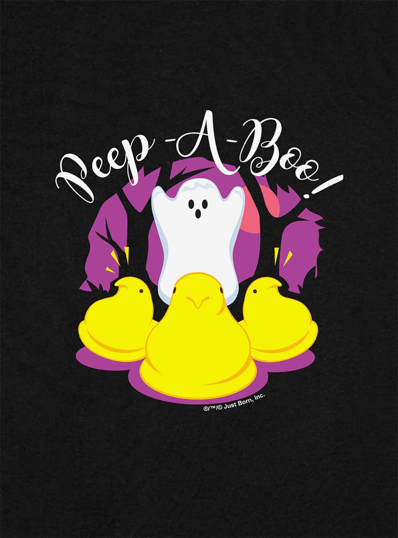Peeps Peep-A-Boo Ghost Halloween Baby Rib Womens Crop Top, BLACK, alternate