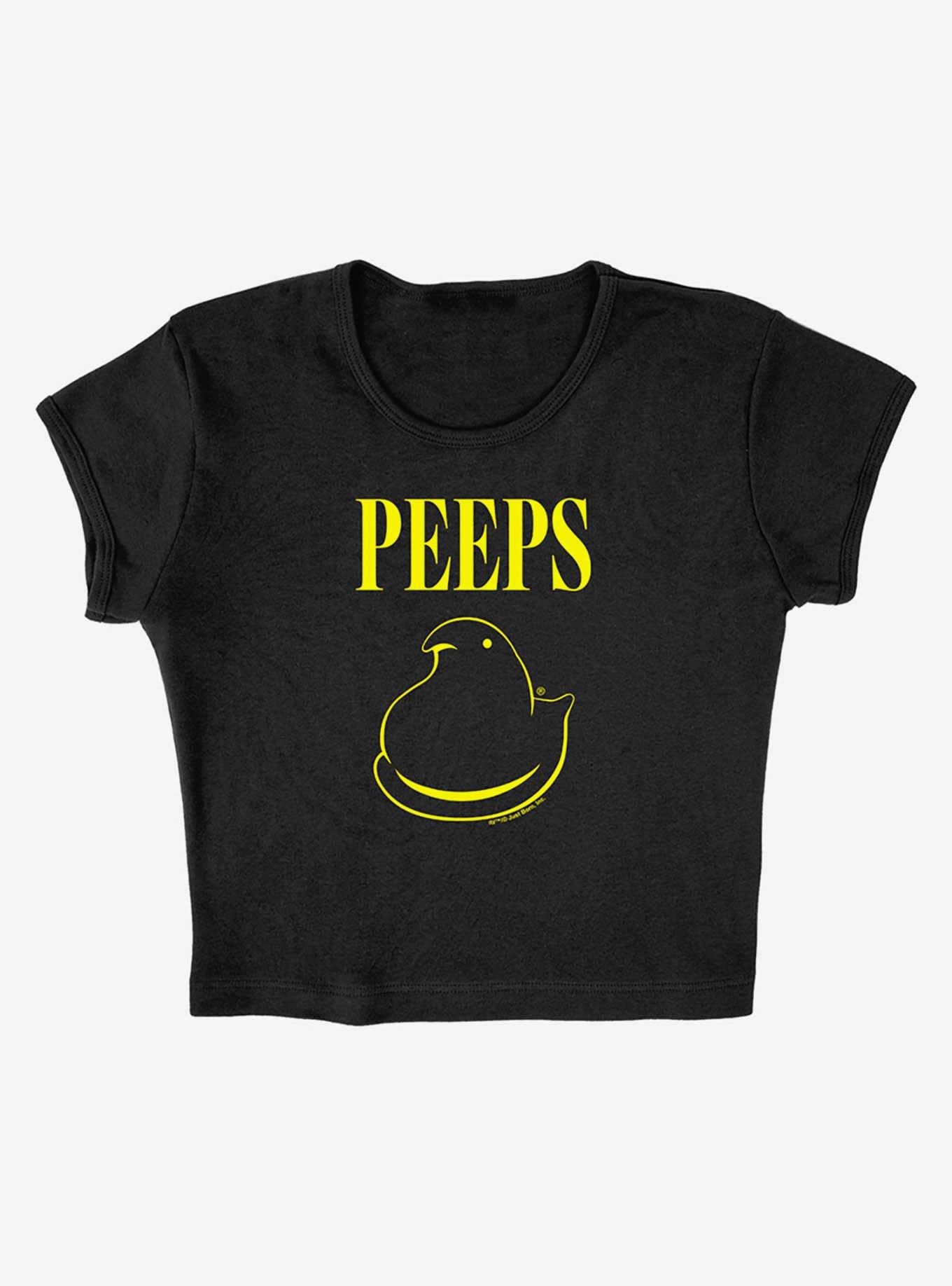 Peeps Easter Black And Yellow Baby Rib Womens Crop Top, BLACK, alternate