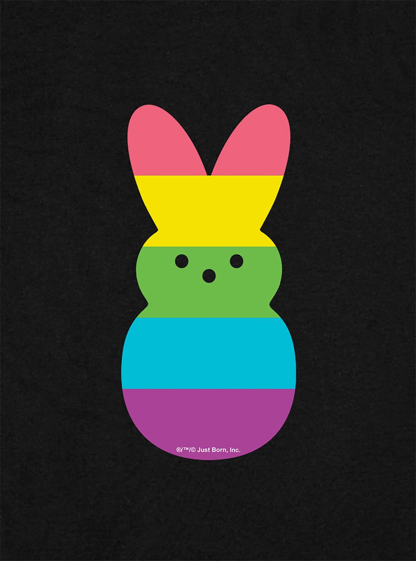 Peeps Rainbow Striped Easter Bunny Baby Rib Womens Crop Top, BLACK, alternate