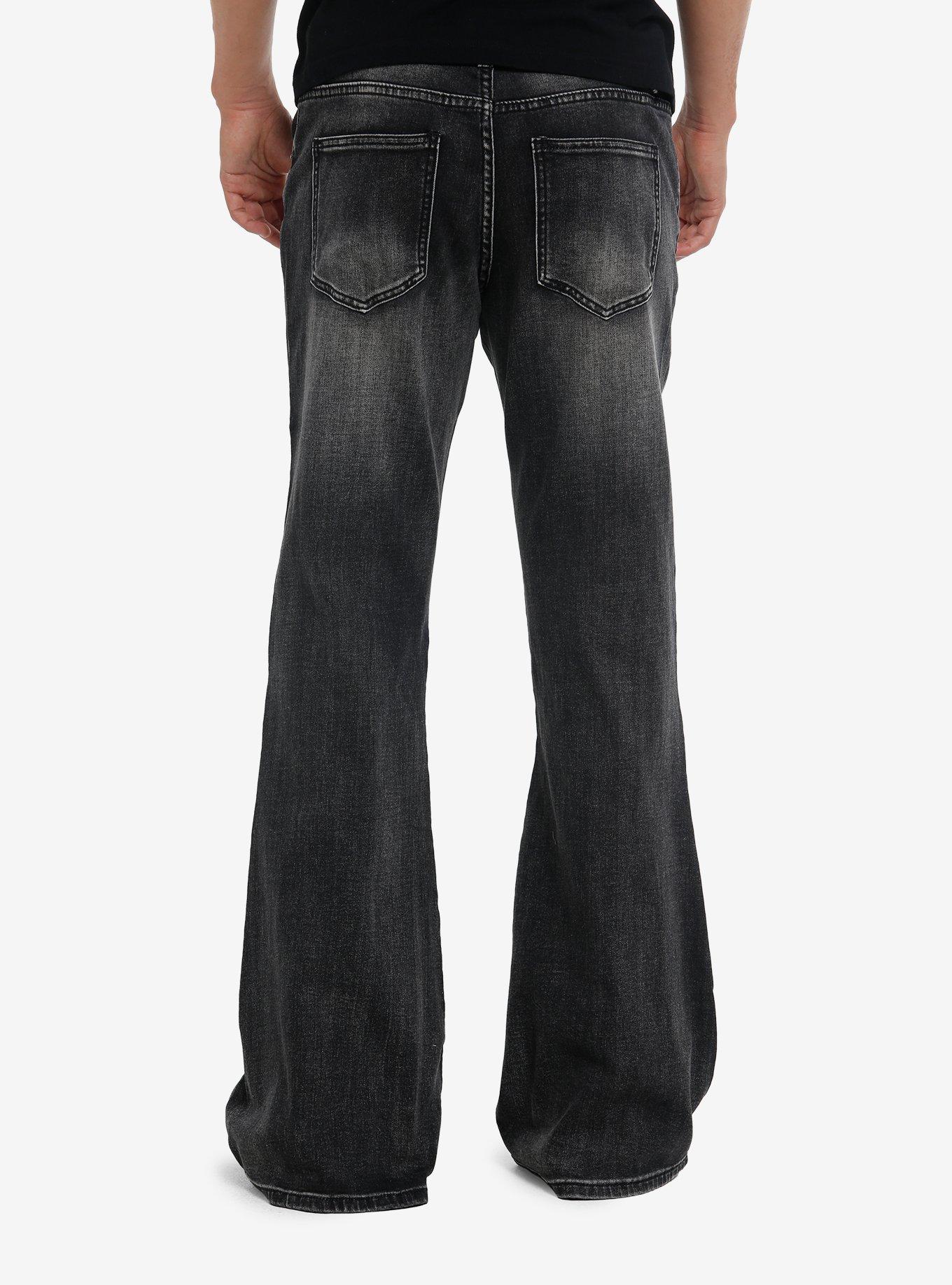 Black Wash Flare Jeans, , hi-res