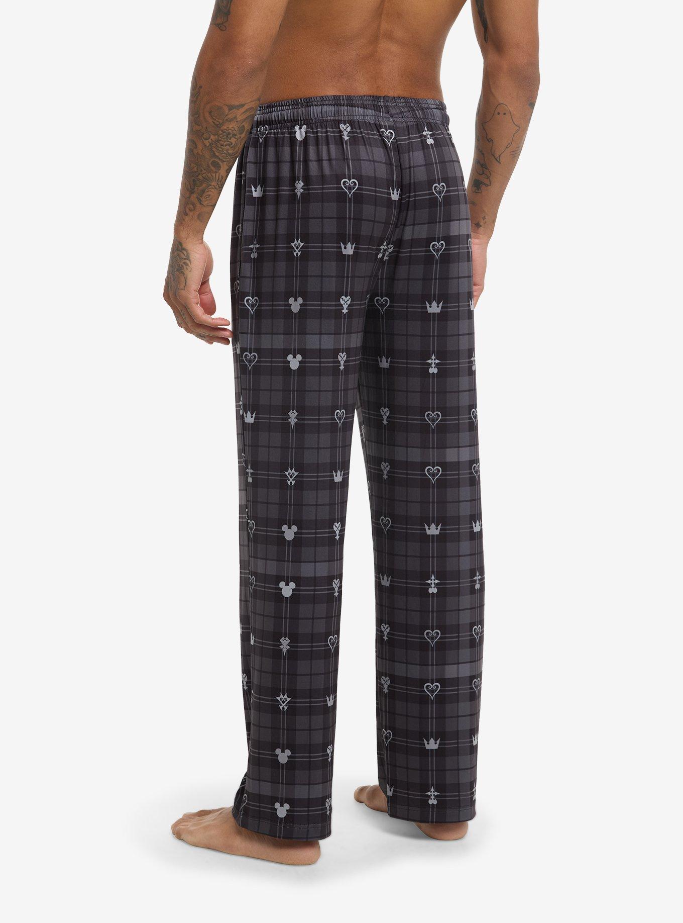 Disney Kingdom Hearts Black Plaid Icons Pajama Pants, , hi-res