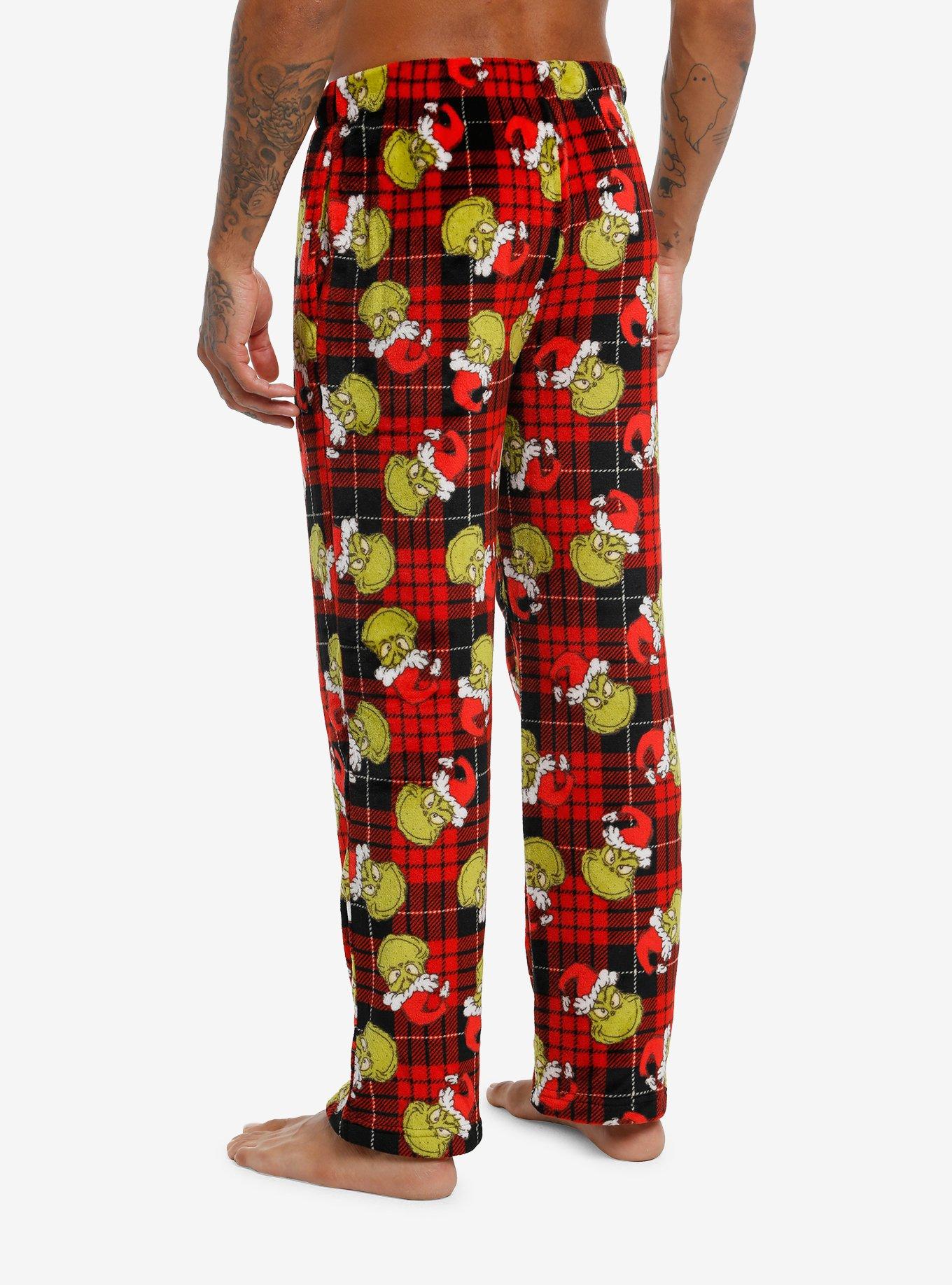 Dr. Seuss How The Grinch Stole Christmas Plaid Plush Pajama Pants, , hi-res
