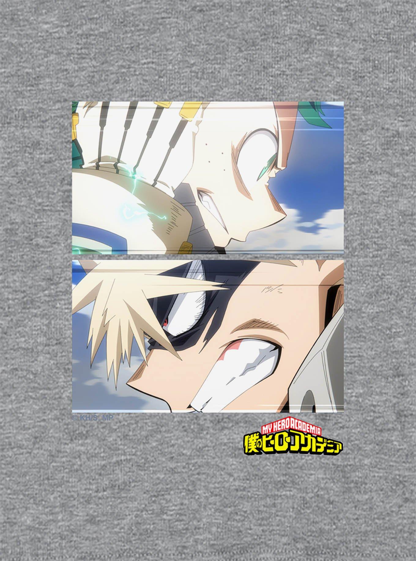 My Hero Academia Deku and Bakugo Close Cap Sleeve Baby Rib Women's Crop Top, ATHLETIC HEATHER, alternate