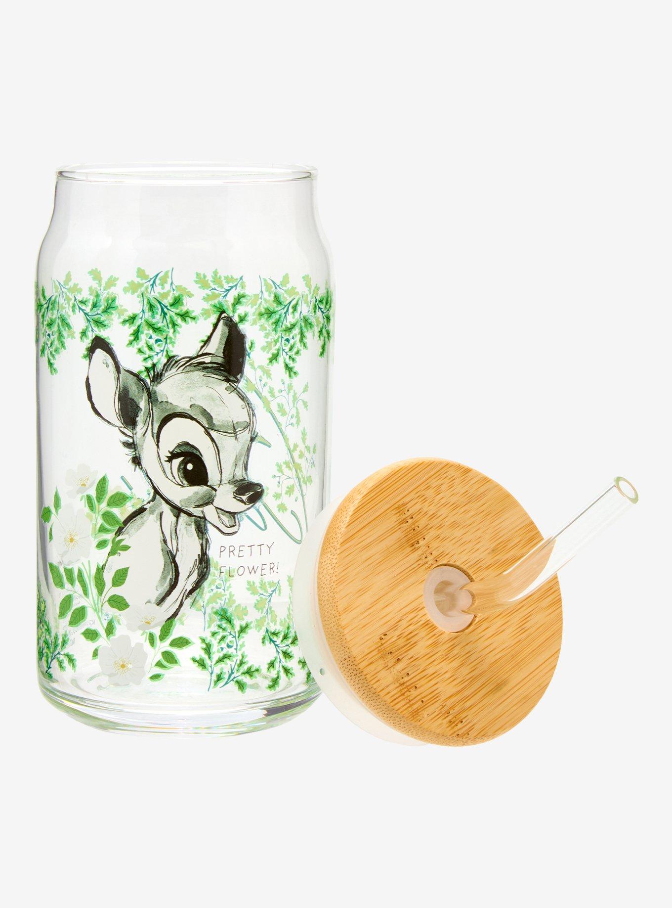 Disney Bambi Botanical Glass Cup With Lid — BoxLunch Exclusive, , hi-res