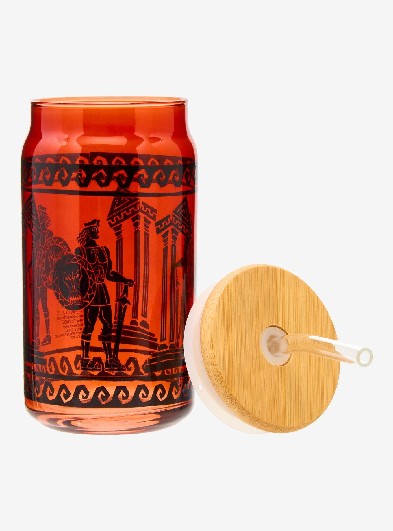 Disney Hercules Greek Art Glass Cup With Straw — BoxLunch Exclusive, , hi-res