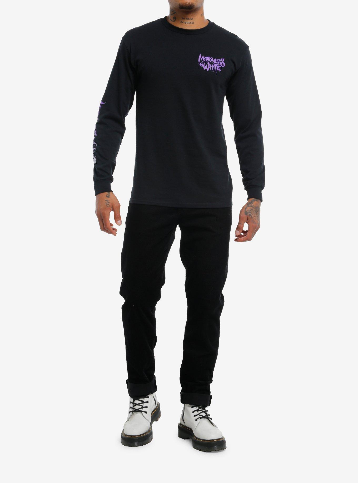 Motionless In White Skull Crow Two-Sided Long-Sleeve T-Shirt, BLACK, alternate