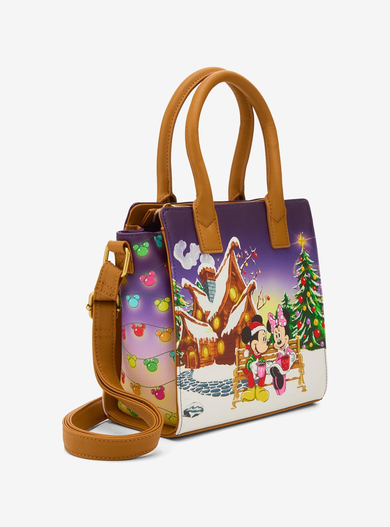 Loungefly Disney Mickey Mouse & Minnie Mouse Holiday House Mini Satchel Bag, , hi-res