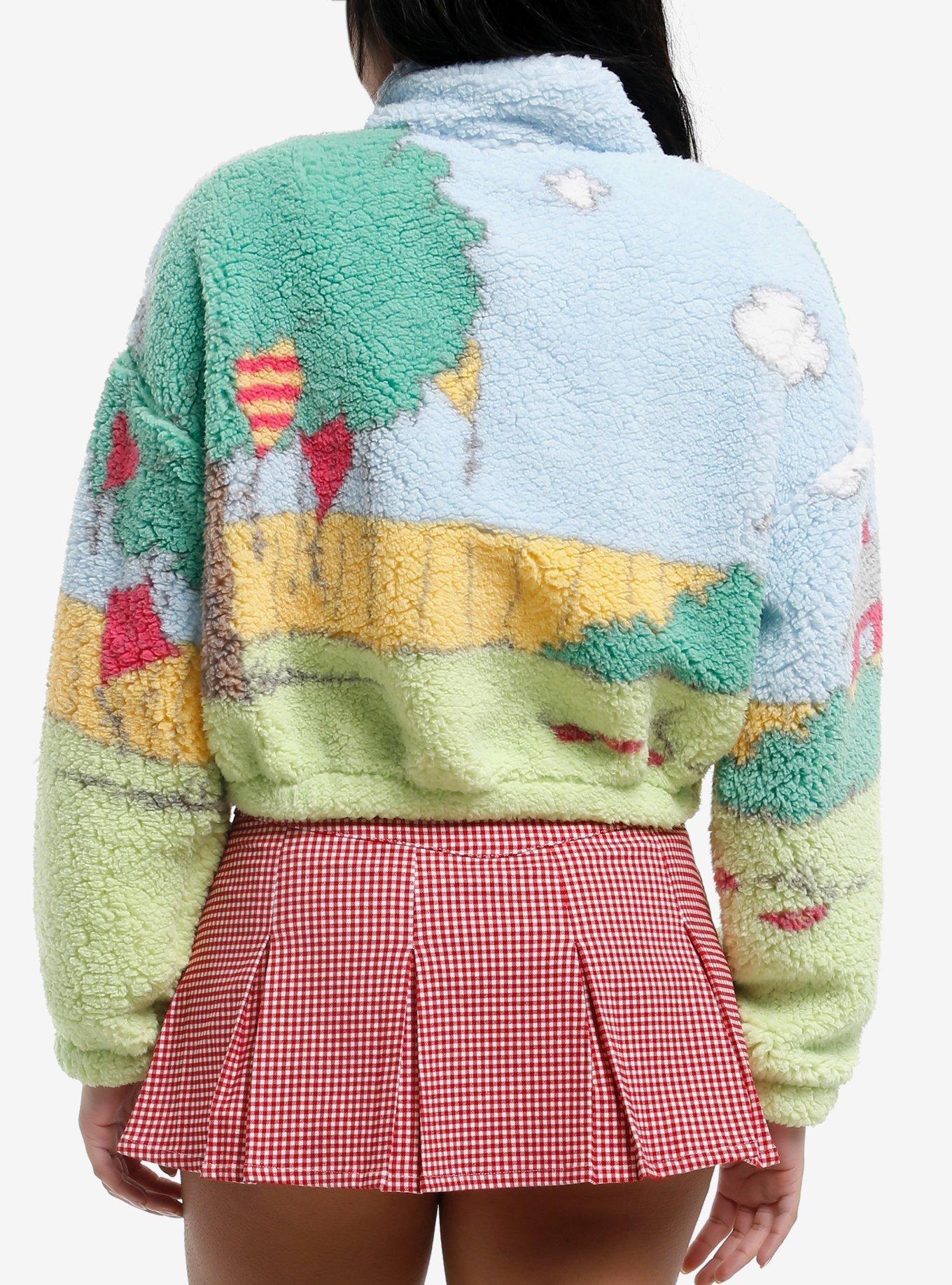Peanuts Snoopy Kite Scene Sherpa Girls Crop Sweater, MULTI, alternate