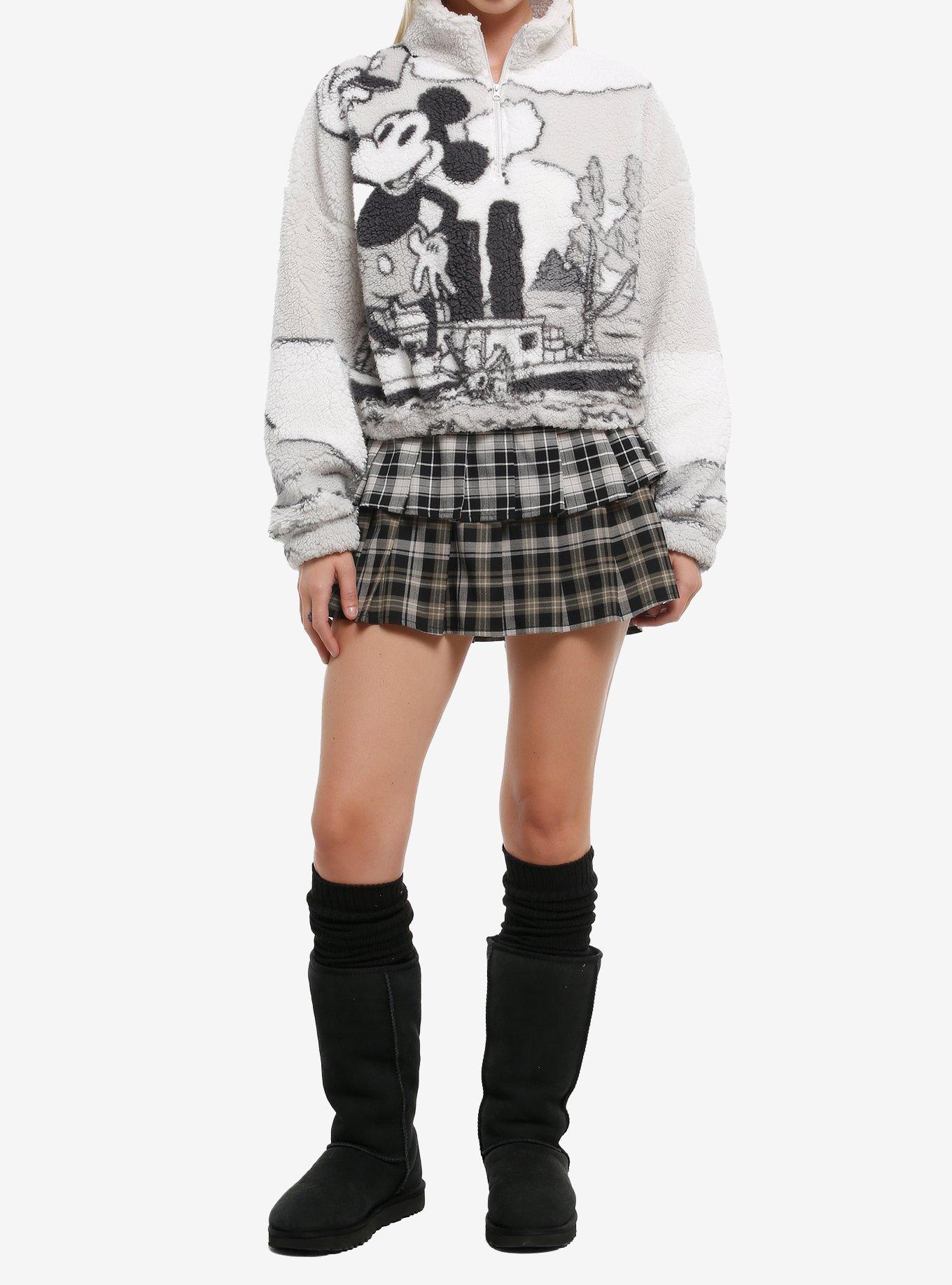 Disney Steamboat Willie Mickey Mouse Sherpa Girls Crop Sweater, MULTI, alternate
