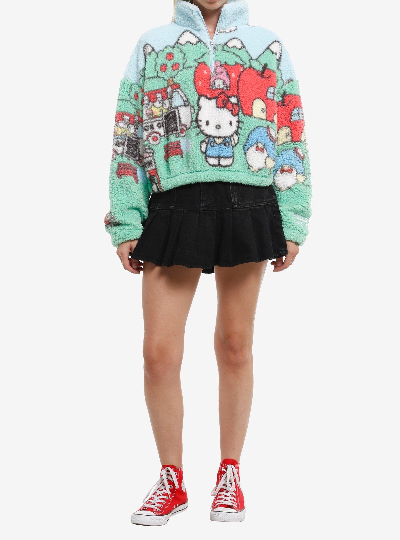 Hello Kitty And Friends Scene Sherpa Girls Crop Sweater, MULTI, alternate