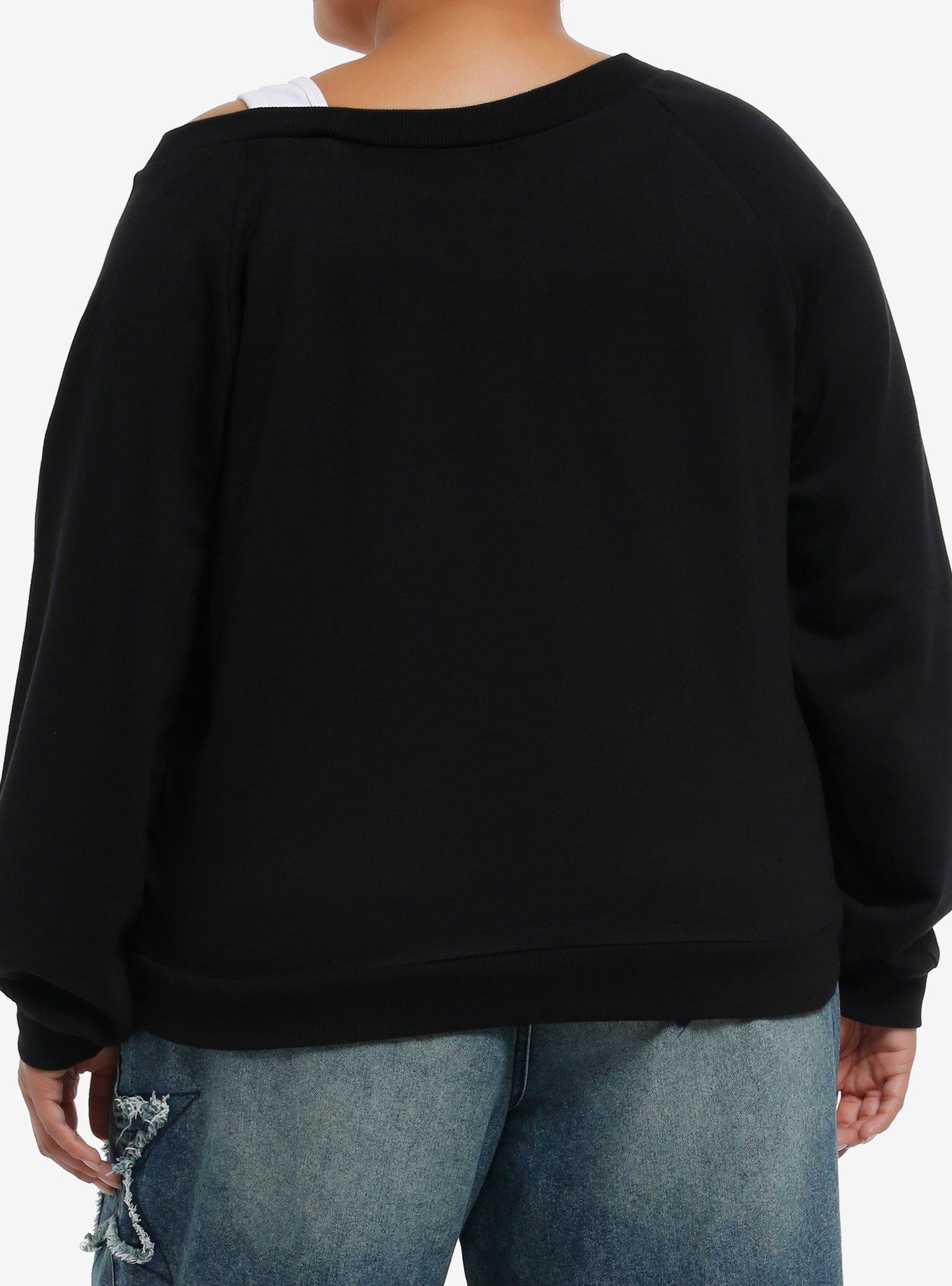 Hello Kitty And Friends Holographic Group Off-The-Shoulder Girls Sweatshirt Plus Size, MULTI, alternate