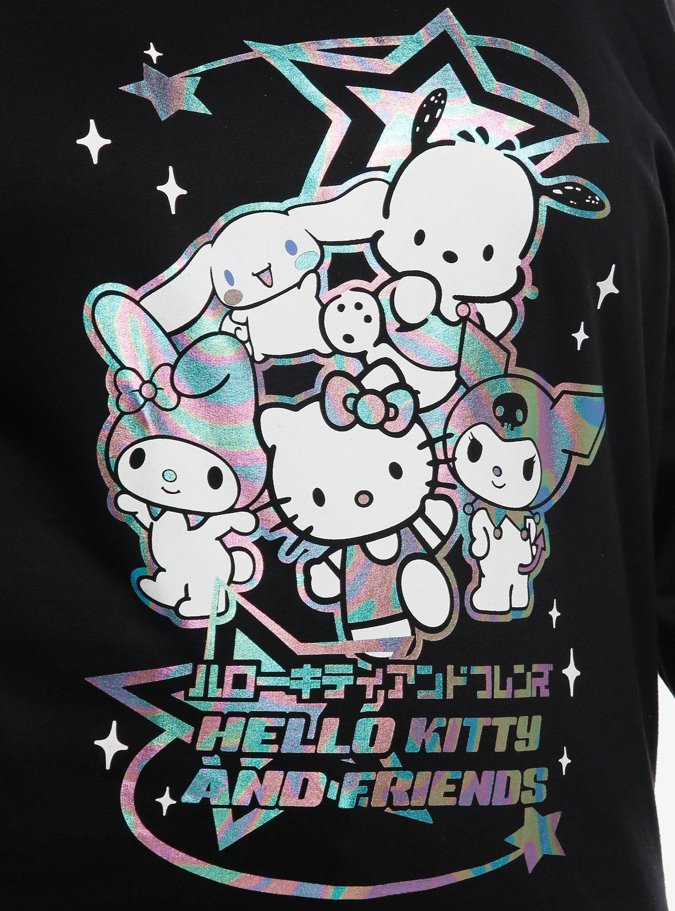 Hello Kitty And Friends Holographic Group Off-The-Shoulder Girls Sweatshirt Plus Size, MULTI, alternate