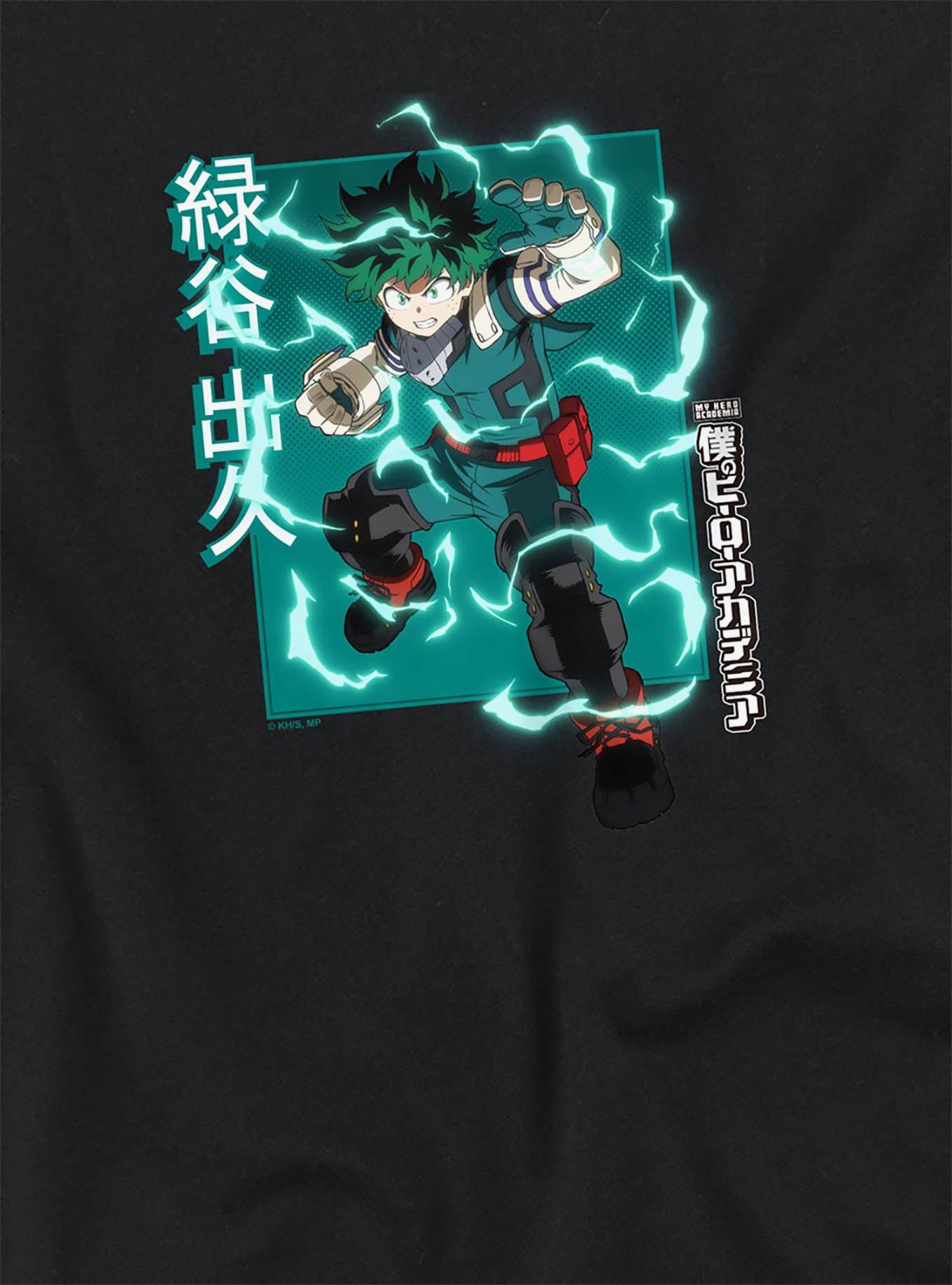 My Hero Academia Izuku Midoriya Heroic Pose Girls Crop Top T-Shirt, BLACK, alternate