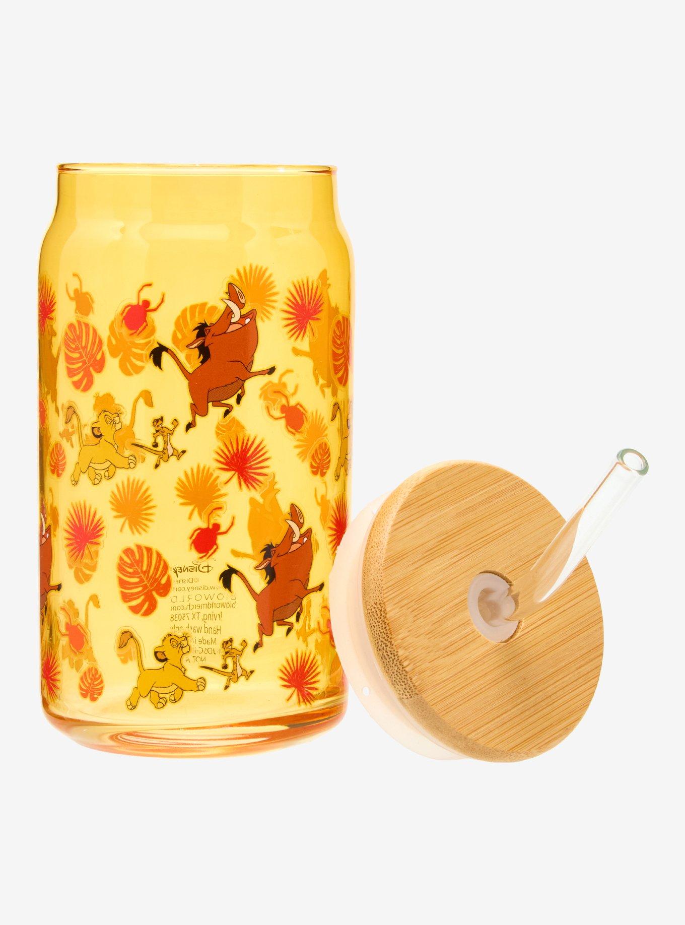 Disney The Lion King Botanical Glass Cup With Lid — BoxLunch Exclusive, , hi-res