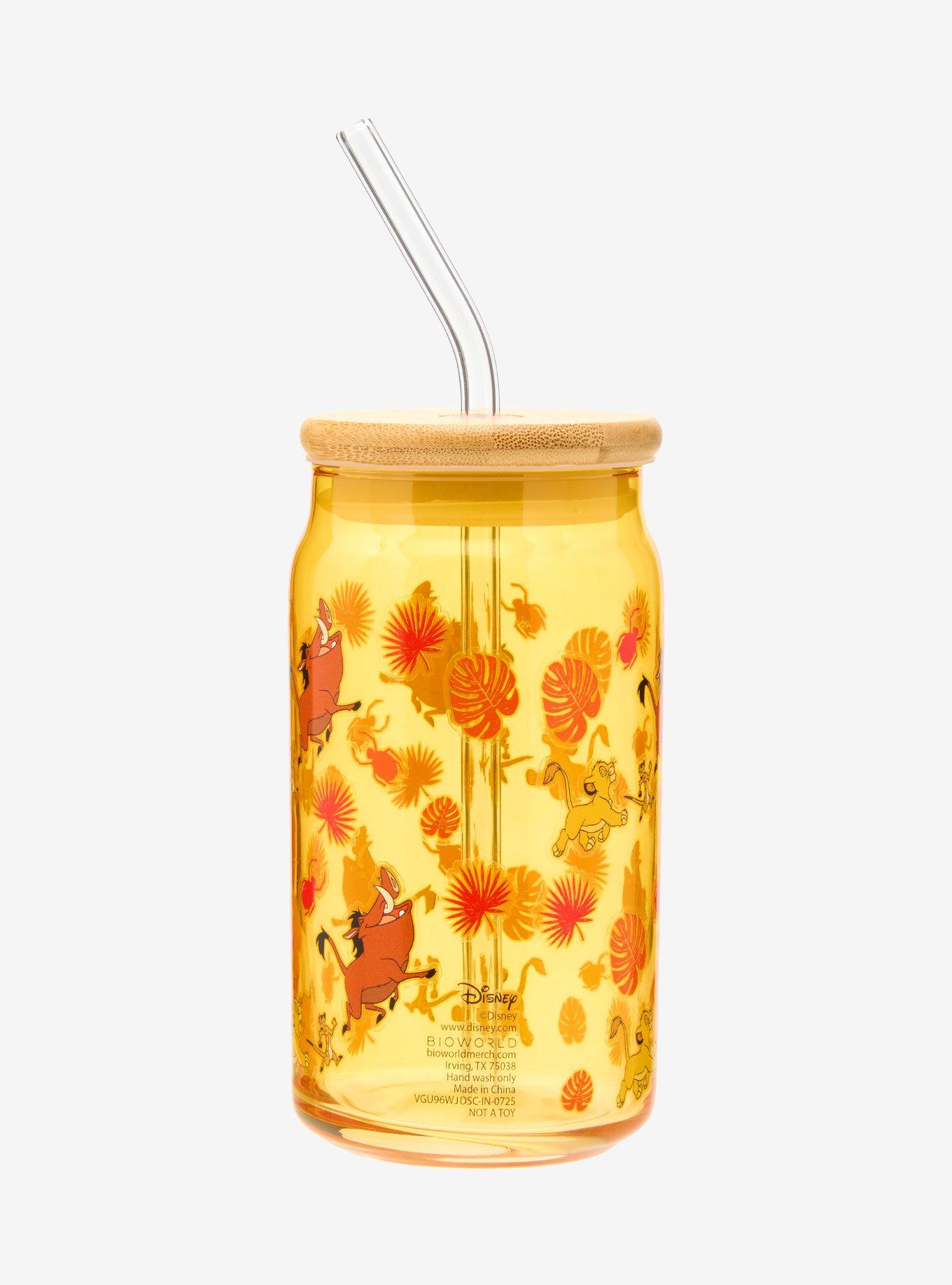 Disney The Lion King Botanical Glass Cup With Lid — BoxLunch Exclusive, , alternate