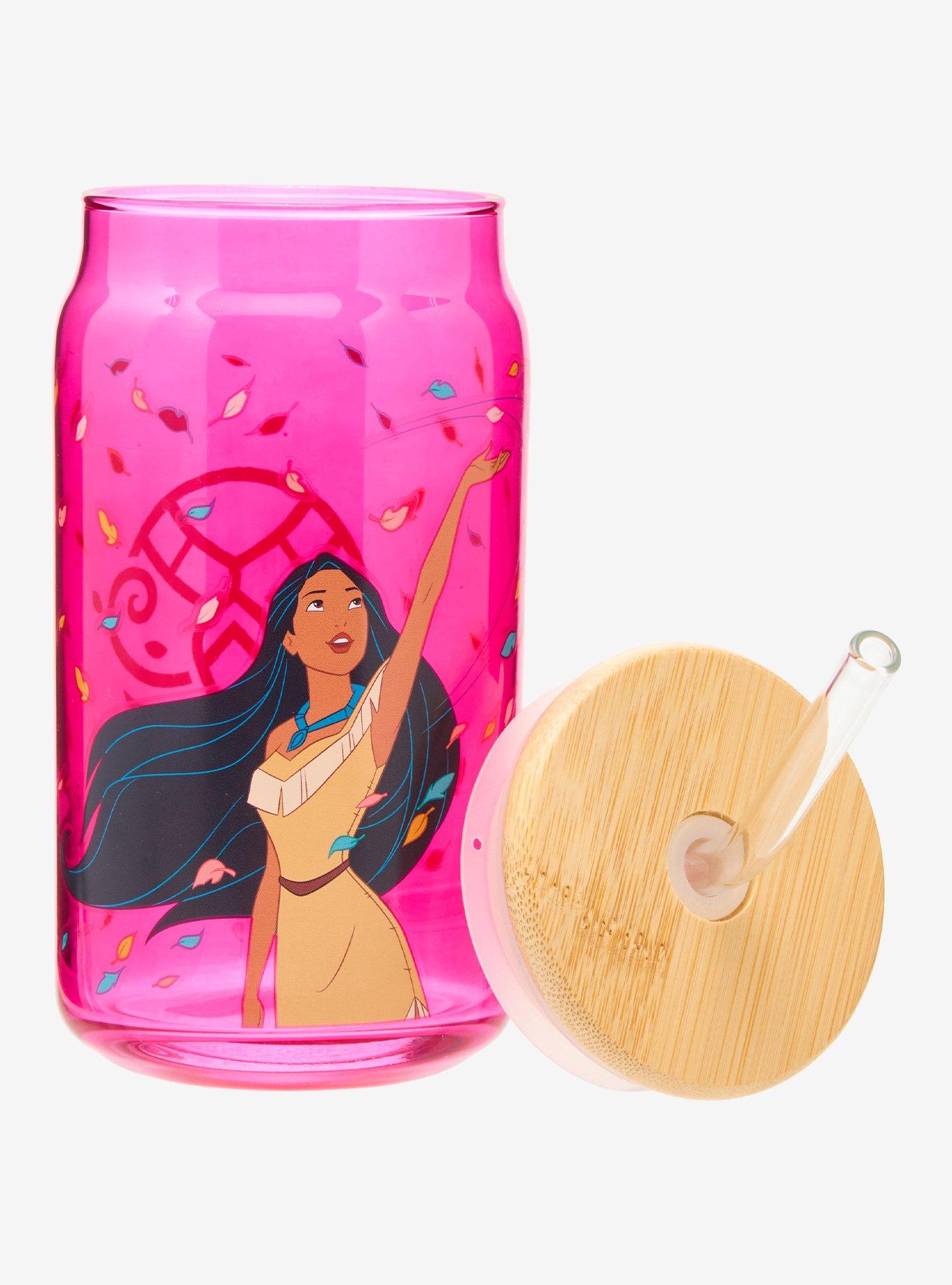Disney Pocahontas Swirling Leaves Glass With Lid — BoxLunch Exclusive, , hi-res