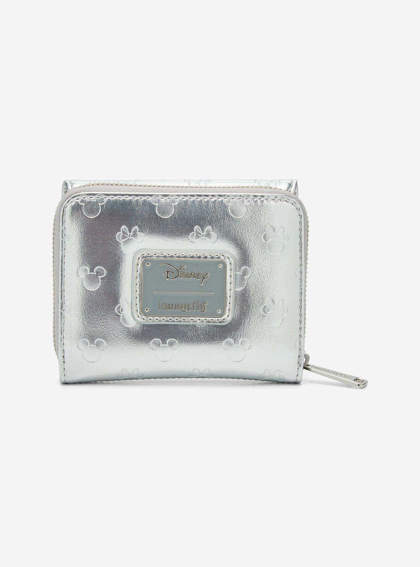 Loungefly Disney Mickey & Minnie Silver Metallic Zip Wallet — BoxLunch Exclusive, , alternate