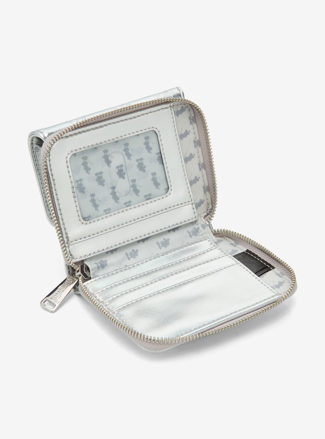 Loungefly Disney Mickey & Minnie Silver Metallic Zip Wallet — BoxLunch Exclusive, , alternate