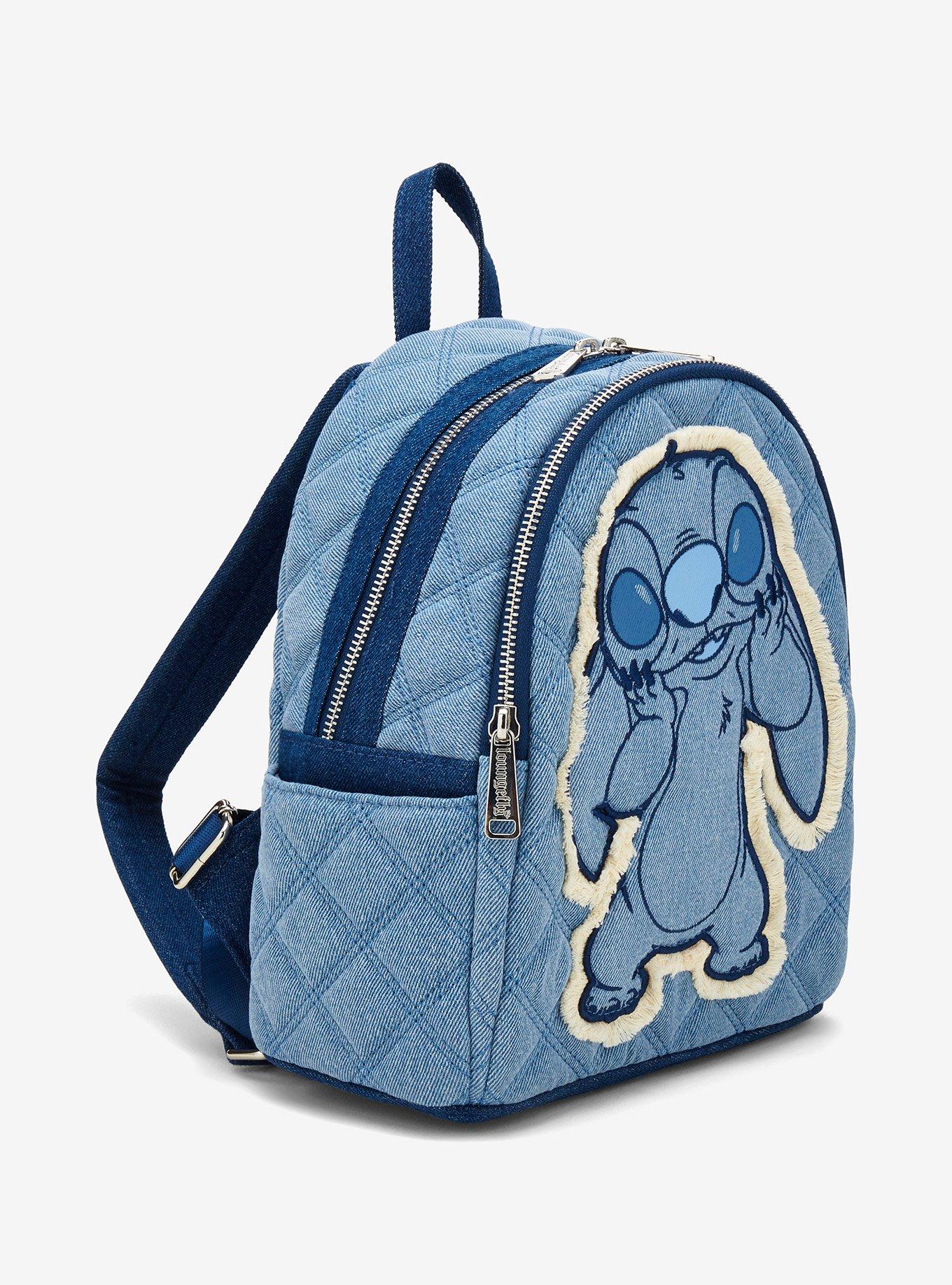 Loungefly Disney Lilo & Stitch Denim Patchwork Mini Backpack — BoxLunch Exclusive, , hi-res