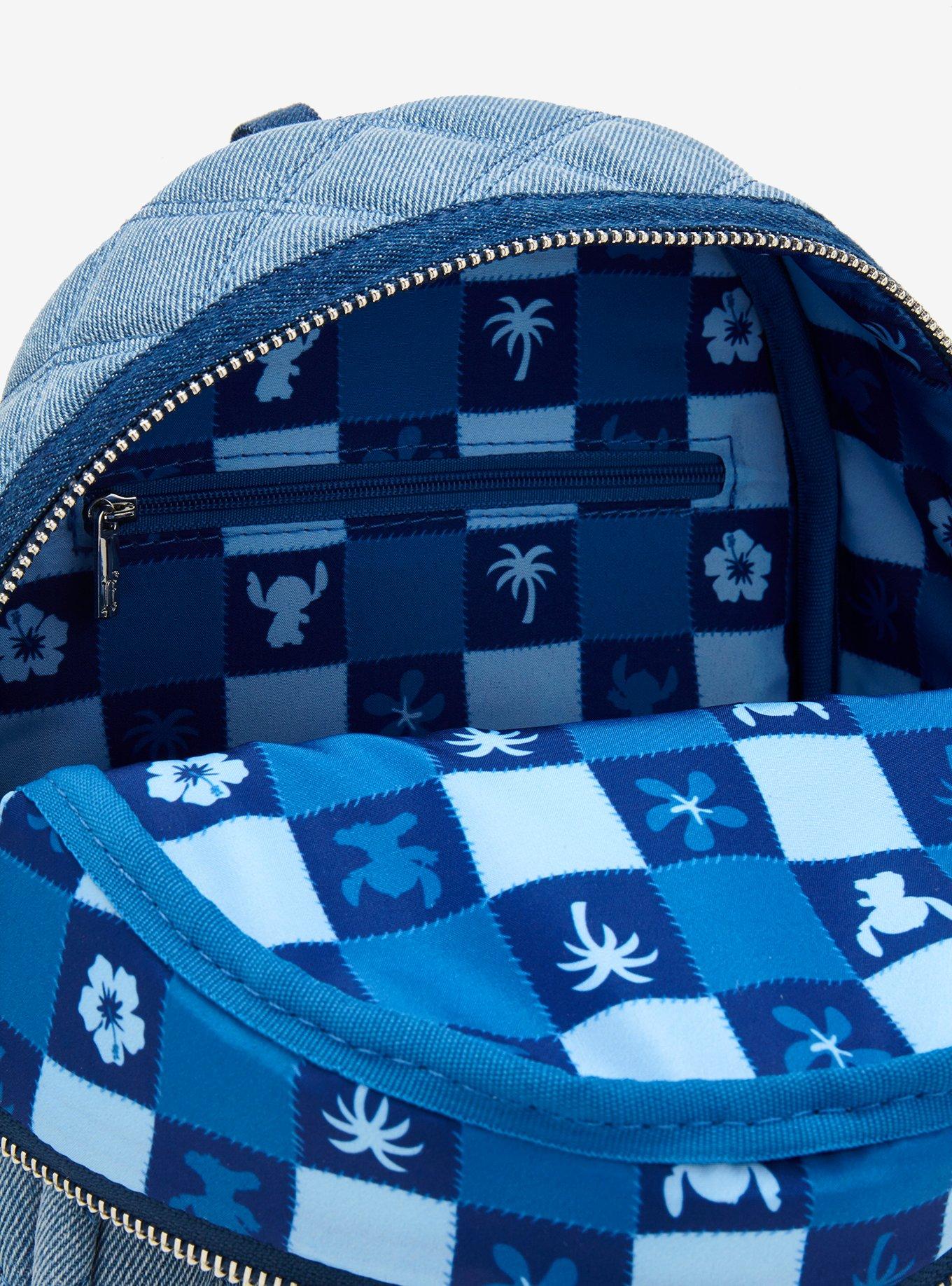 Loungefly Disney Lilo & Stitch Denim Patchwork Mini Backpack — BoxLunch Exclusive, , alternate