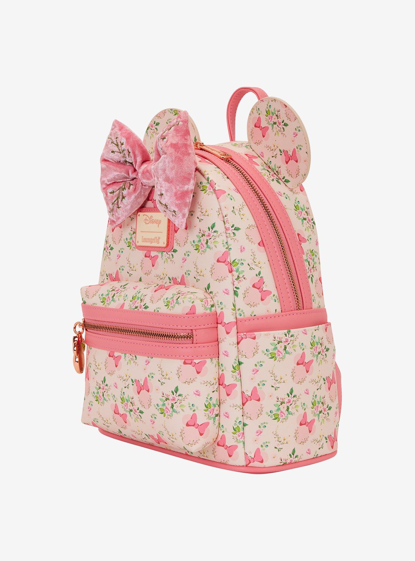 Loungefly Disney Minnie Mouse Pink Floral Ears Mini Backpack, , hi-res