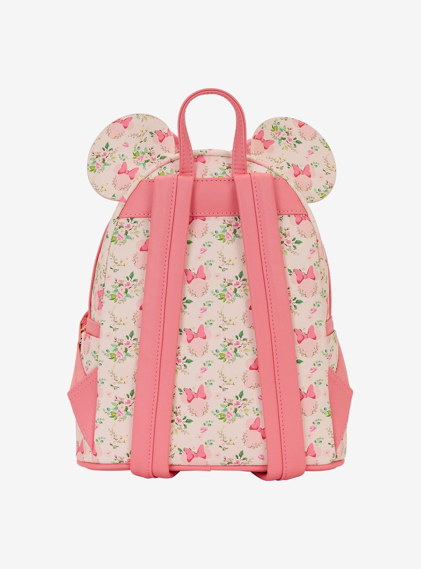 Loungefly Disney Minnie Mouse Pink Floral Ears Mini Backpack, , alternate
