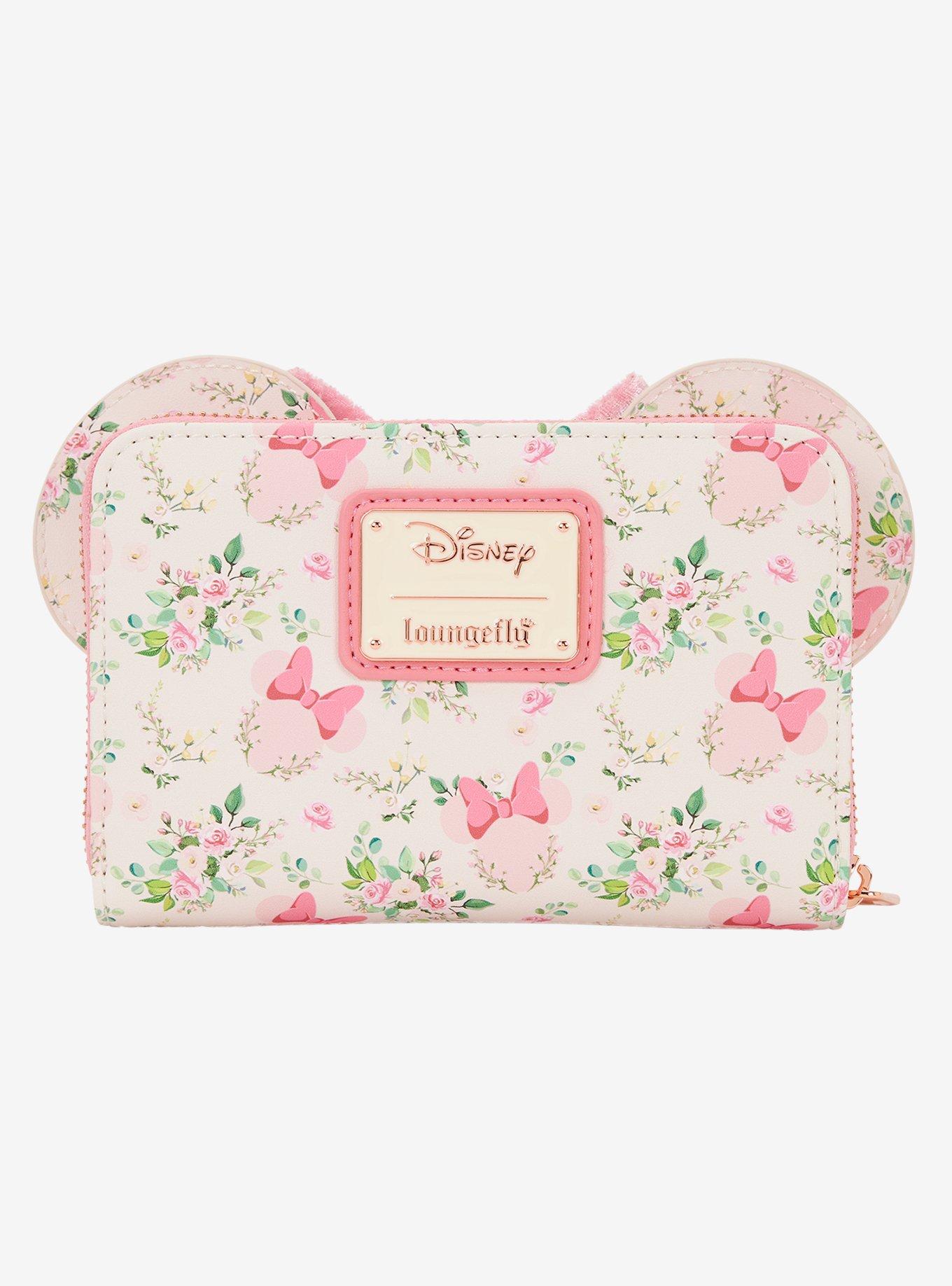 Loungefly Disney Minnie Mouse Pink Floral Ears Wallet, , hi-res