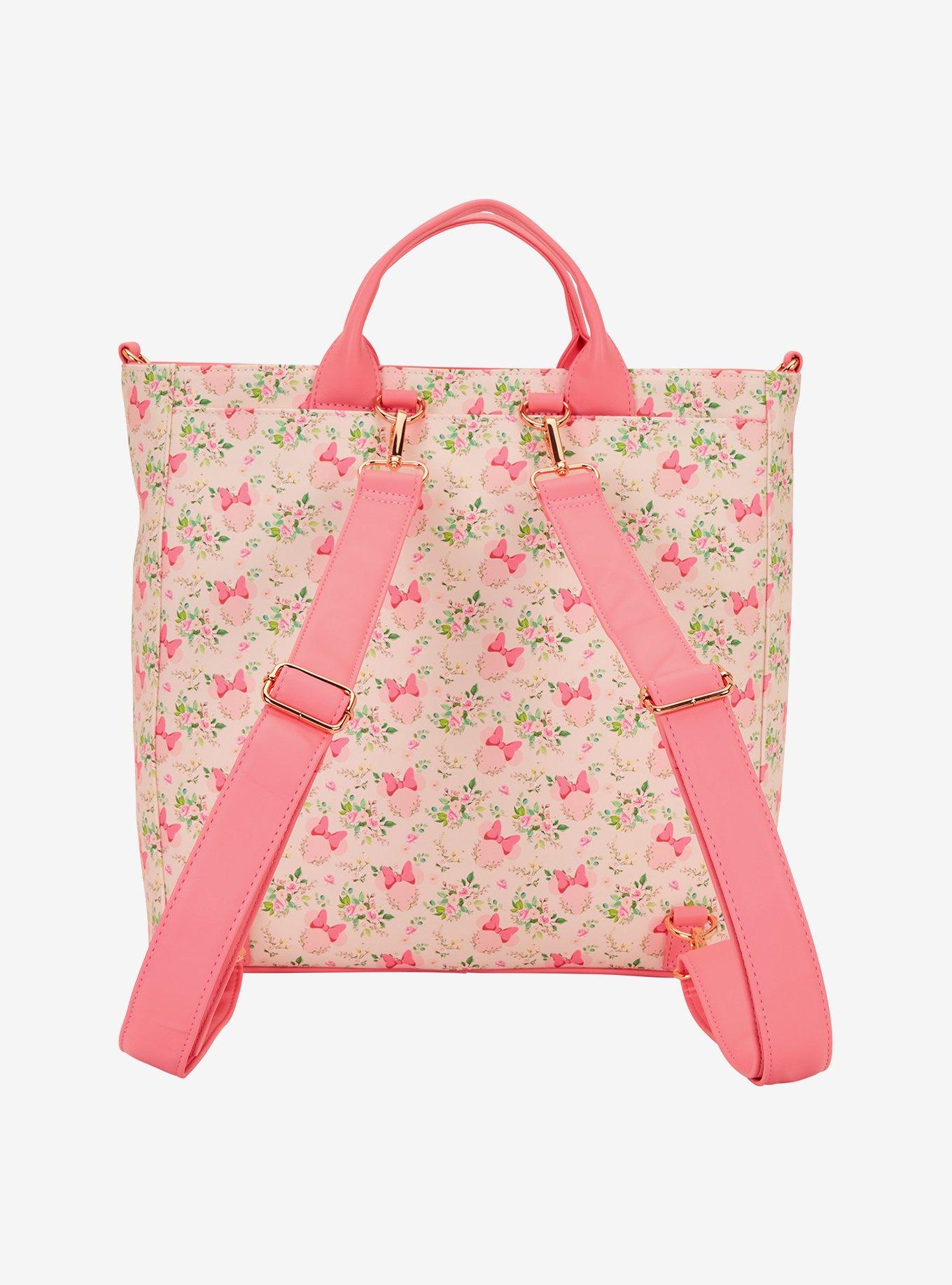 Loungefly Disney Minnie Mouse Pink Floral Ears Convertible Tote Bag, , hi-res