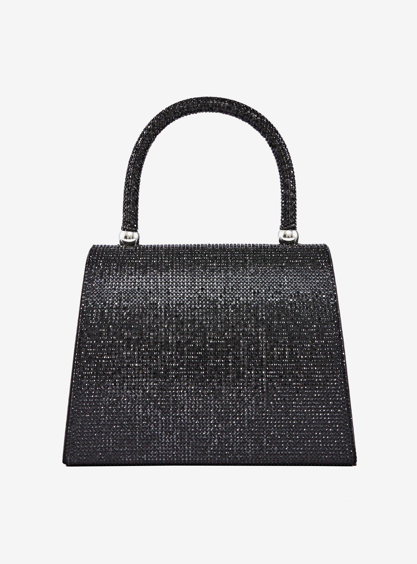 Celina Rhinestone Covered Bow Clutch Bag Black, , alternate