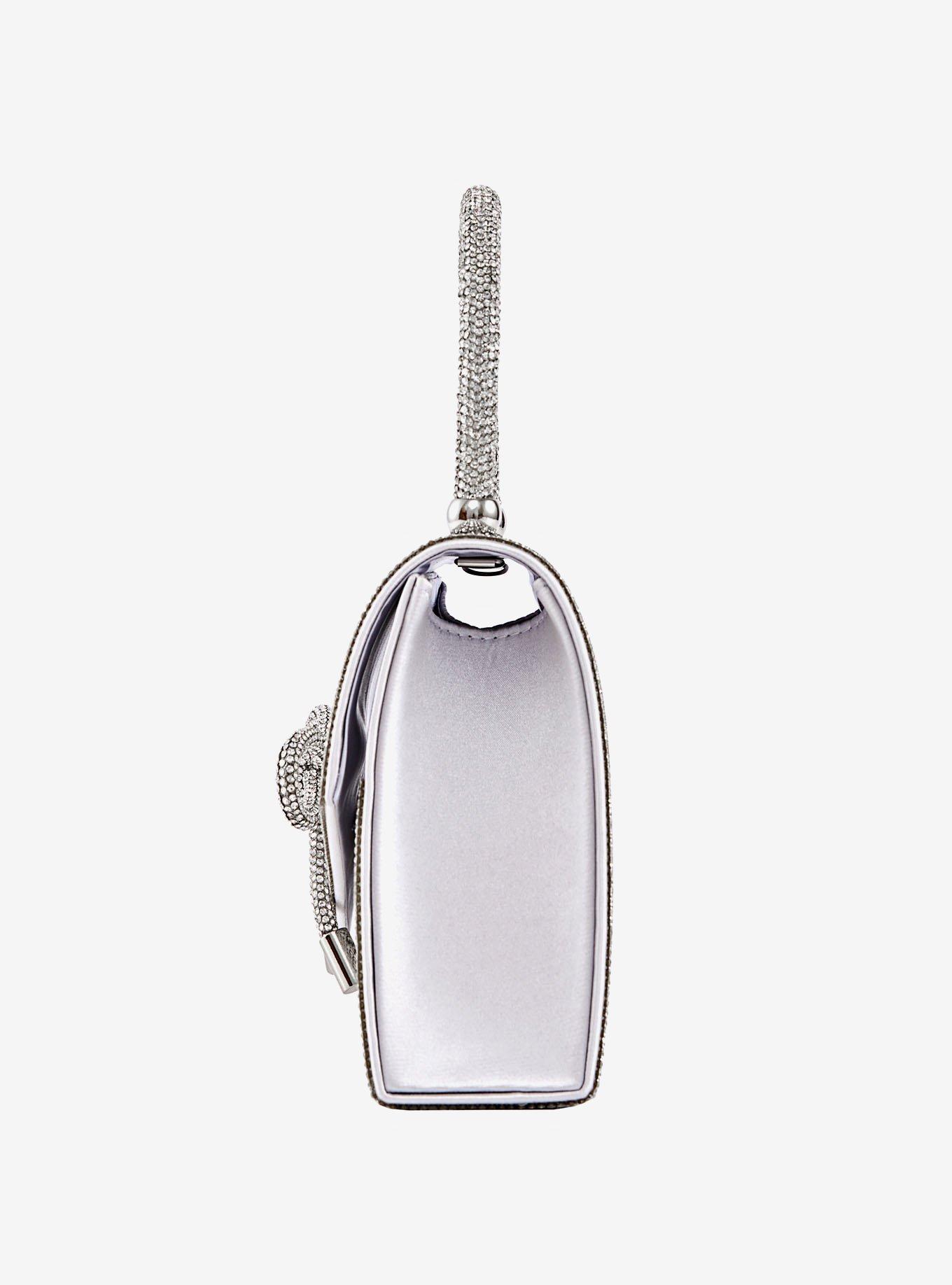 Celina Rhinestone Covered Bow Clutch Bag Silver, , alternate