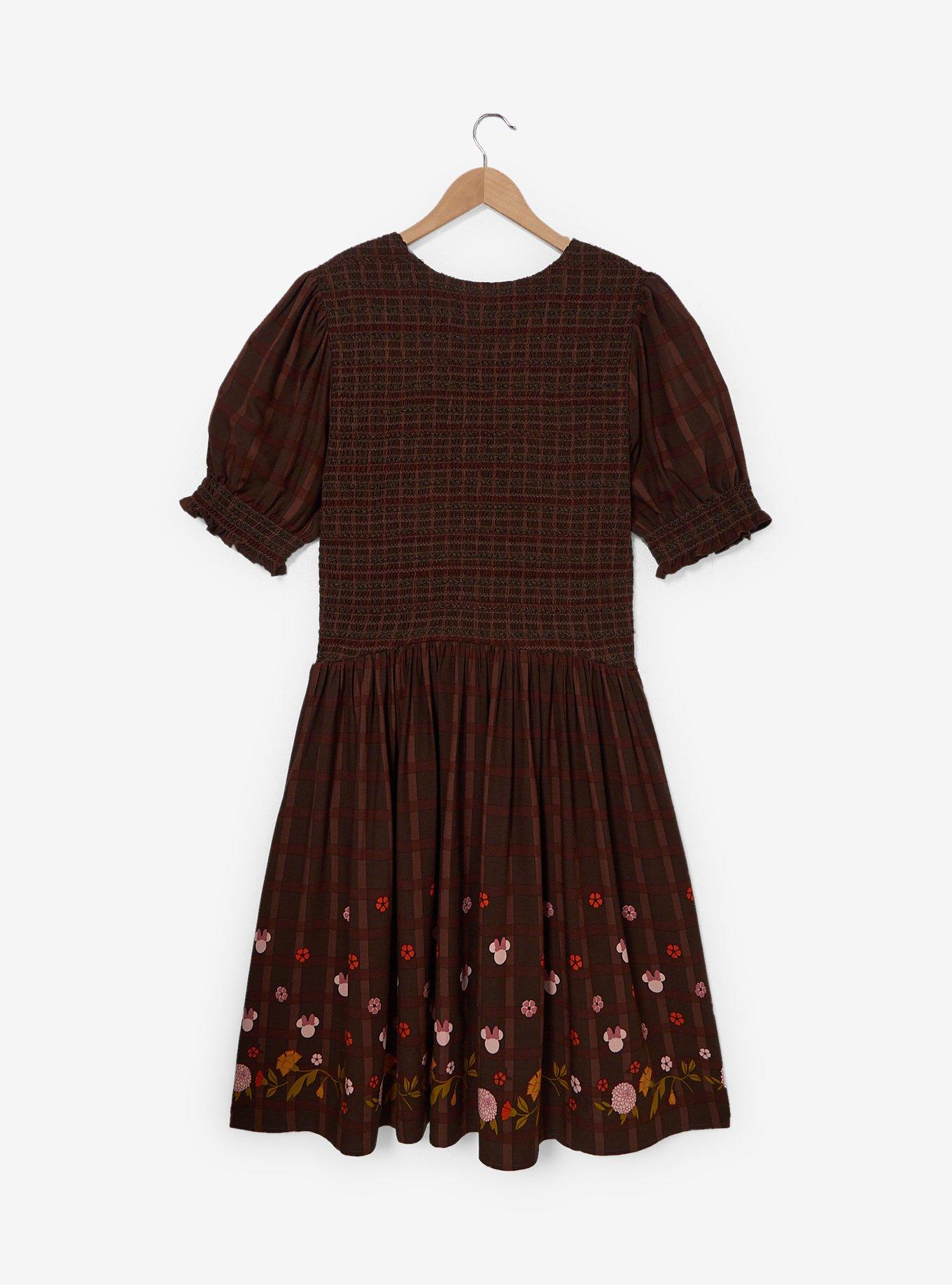 Disney Minnie Mouse Fall Floral Plus Size Smock Dress — BoxLunch Exclusive, , hi-res