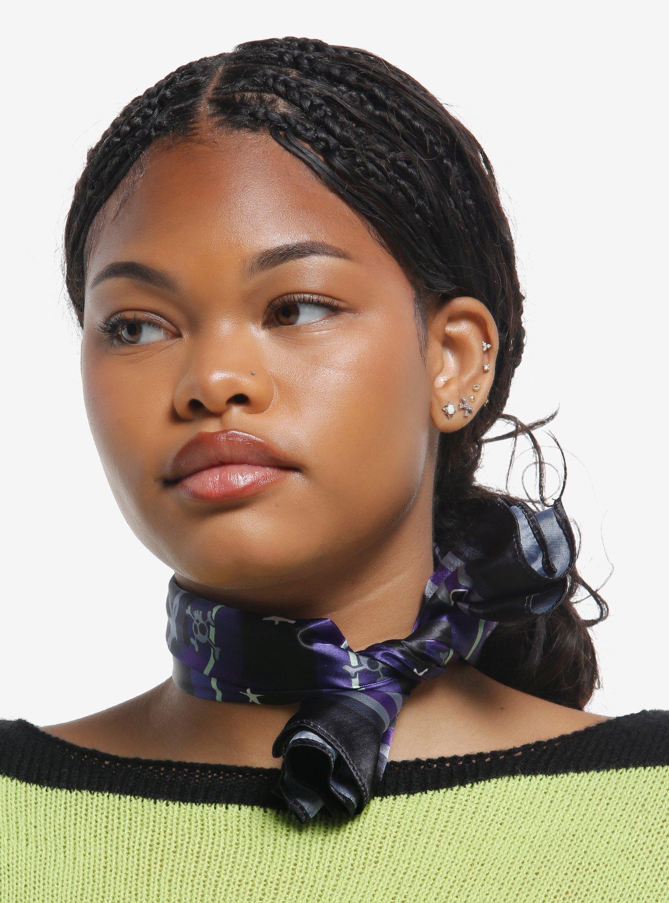 Invader Zim GIR Purple Checker Hair Scarf, , alternate