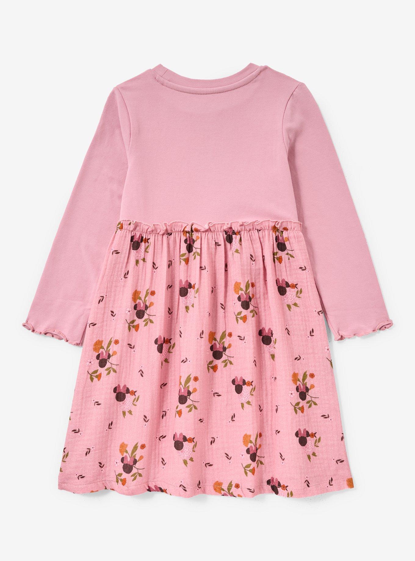 Disney Minnie Mouse Floral Toddler Long Sleeve T-Shirt Dress - BoxLunch Exclusive, , hi-res