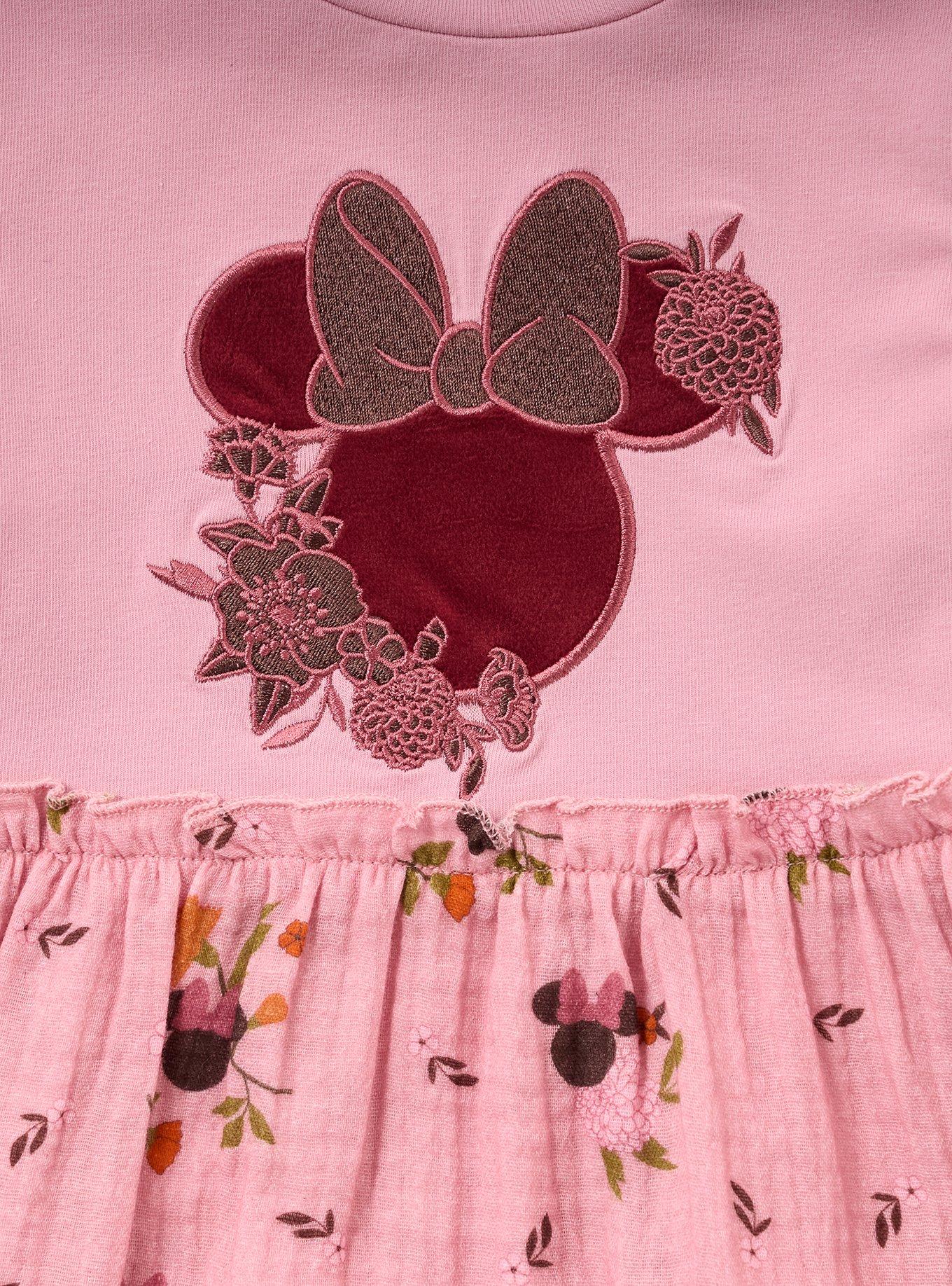Disney Minnie Mouse Floral Toddler Long Sleeve T-Shirt Dress - BoxLunch Exclusive, PINK, alternate