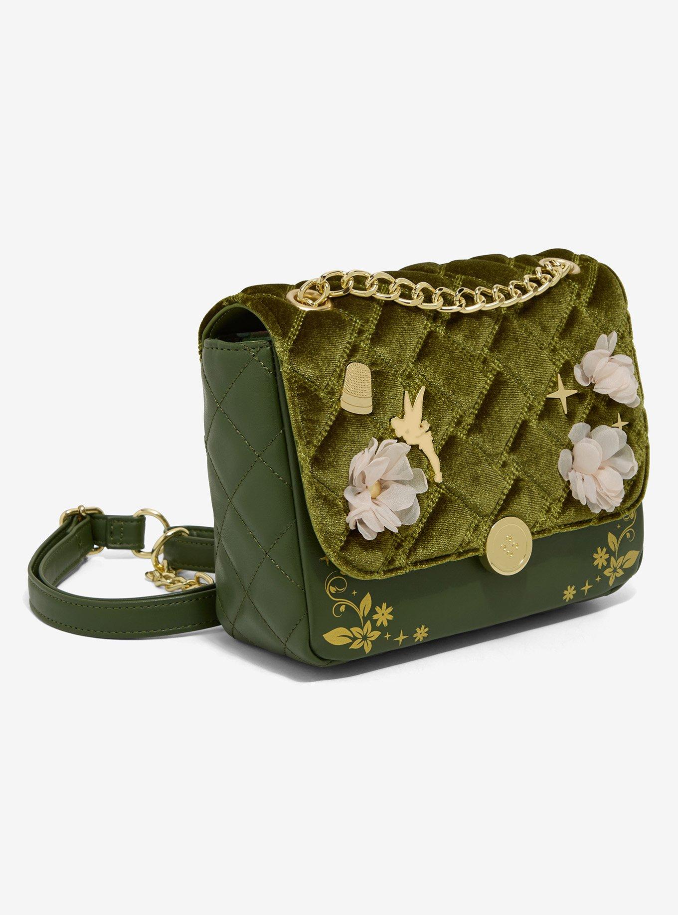 Loungefly Disney Peter Pan Tinker Bell Velvet Crossbody Bag — BoxLunch Exclusive, , hi-res