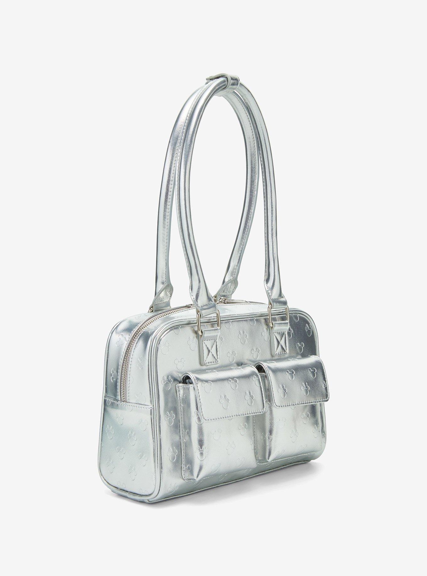 Loungefly Disney Mickey & Minnie Silver Metallic Purse — BoxLunch Exclusive, , hi-res