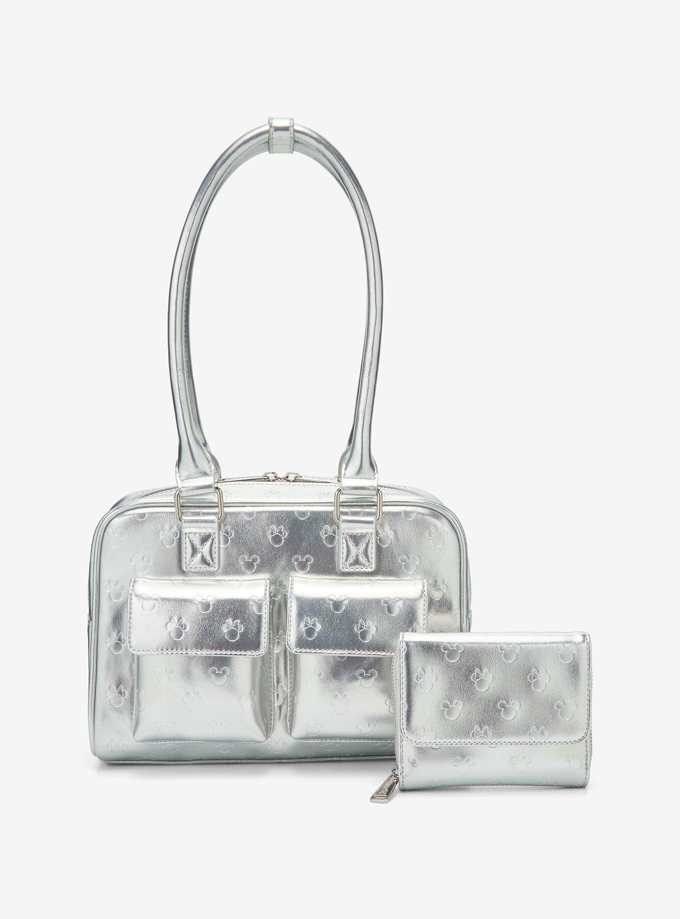 Loungefly Disney Mickey & Minnie Silver Metallic Purse — BoxLunch Exclusive, , alternate
