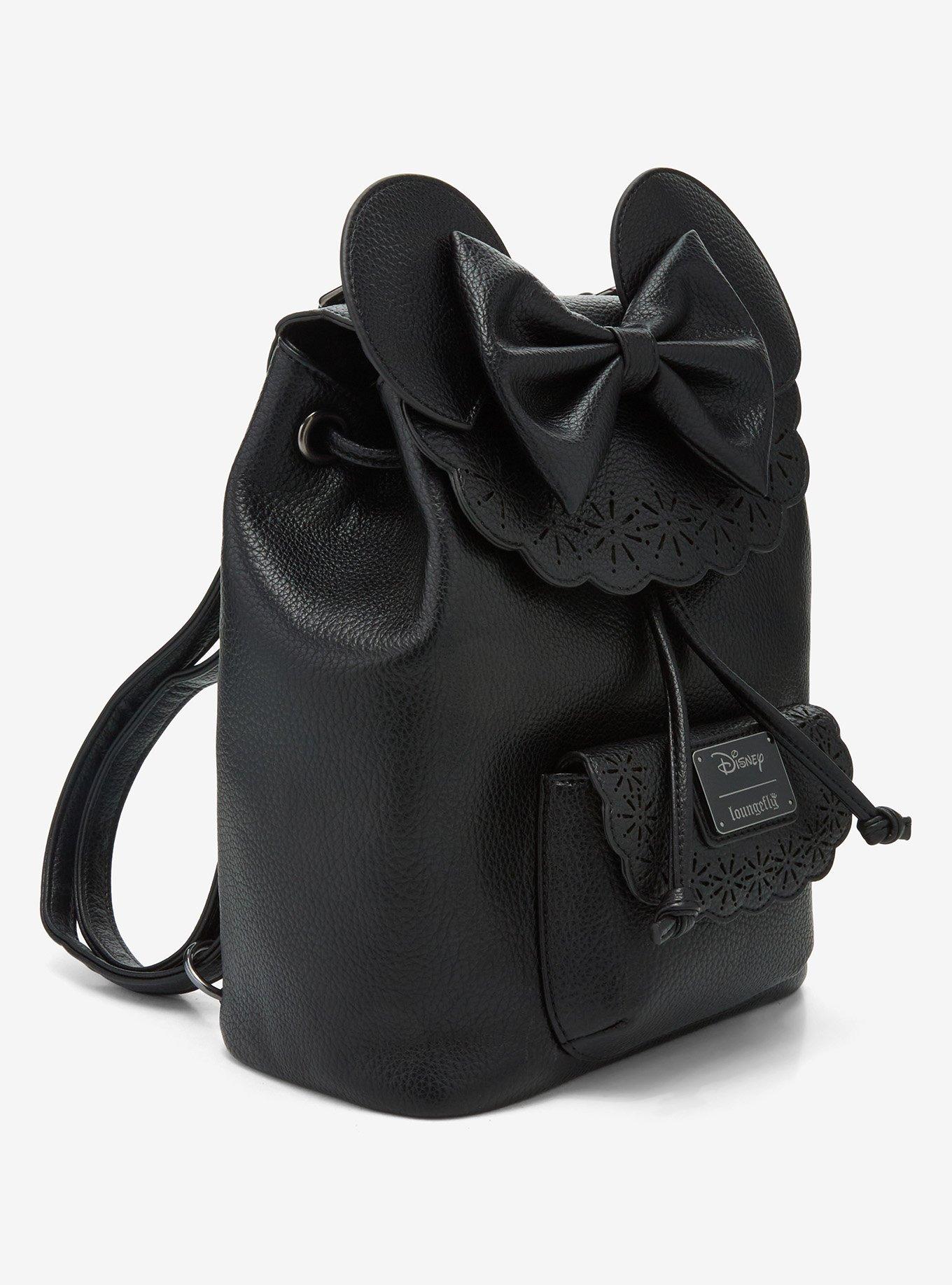 Loungefly Disney Minnie Mouse Pebble Textured Black Mini Backpack — BoxLunch Exclusive, , hi-res
