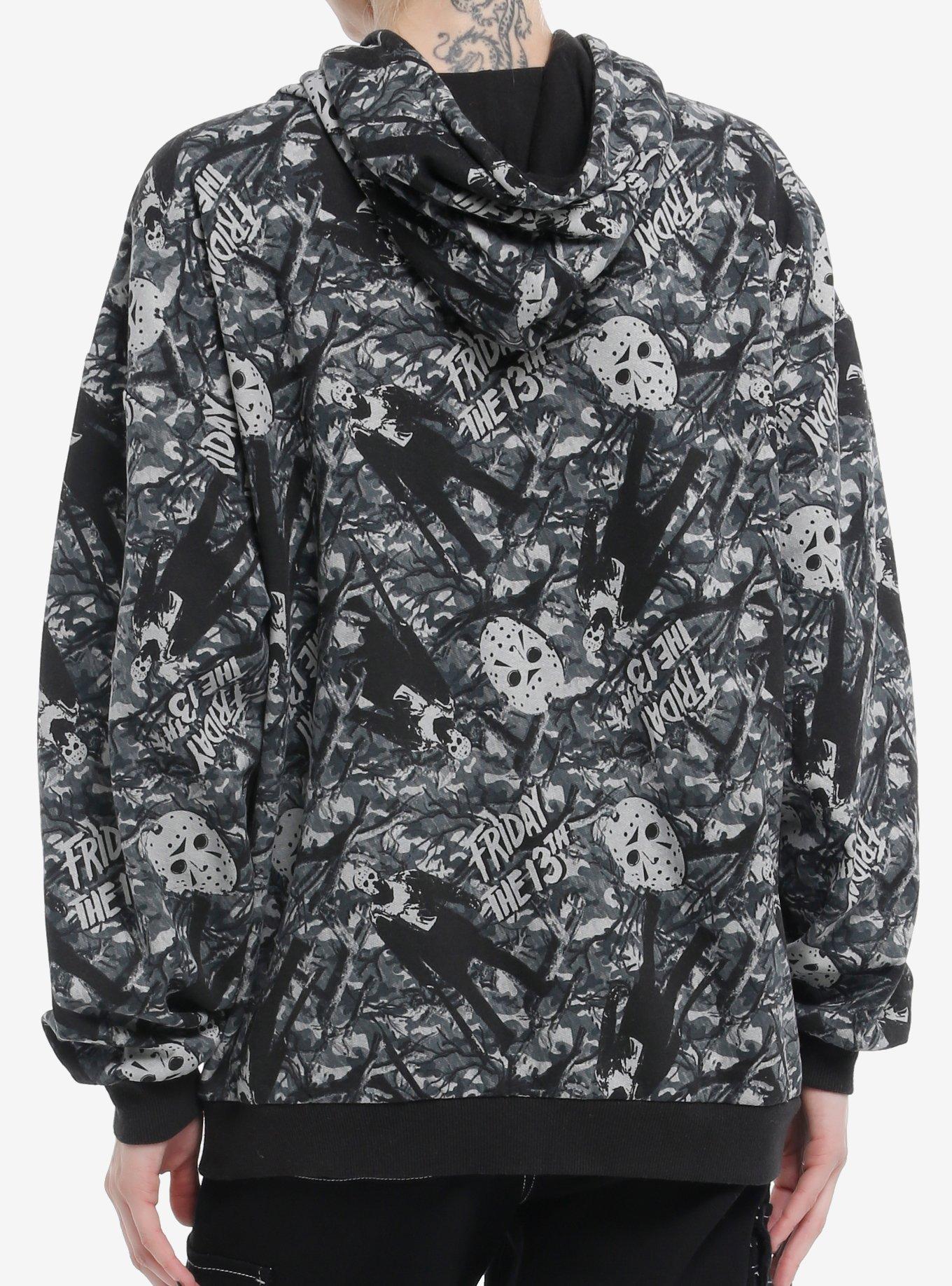 Friday The 13th Camouflage Girls Hoodie, GREY  BLACK, alternate