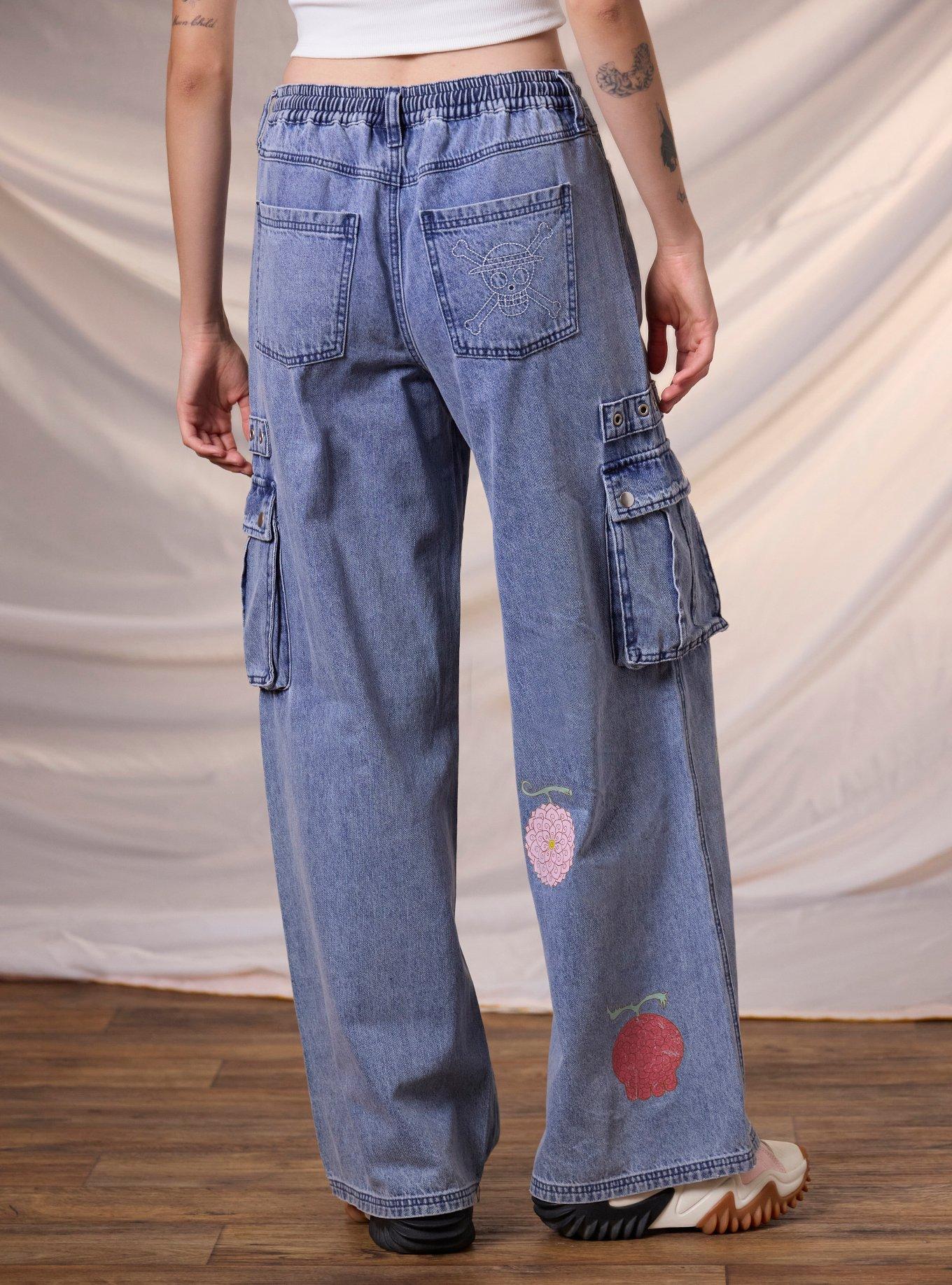 One Piece Devil Fruits Denim Cargo Pants, MULTI, alternate