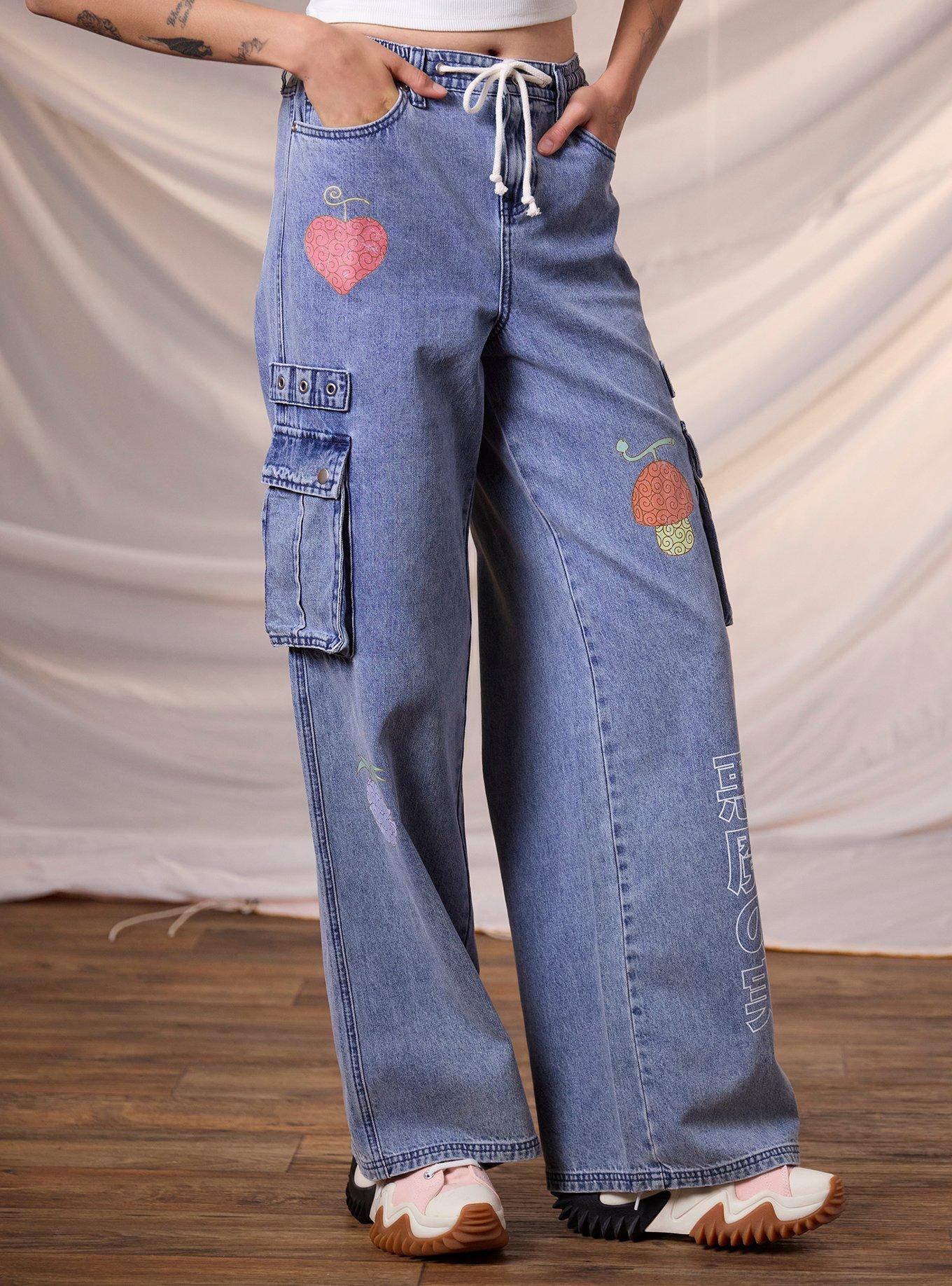 One Piece Devil Fruits Denim Cargo Pants, MULTI, alternate