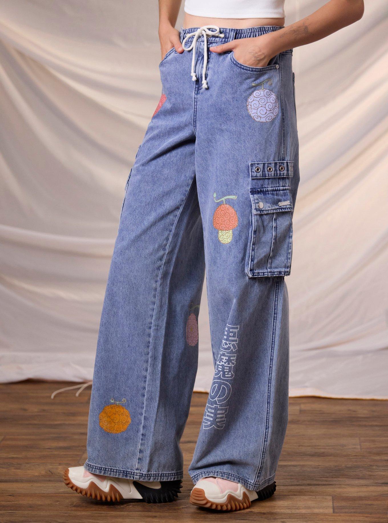 One Piece Devil Fruits Denim Cargo Pants, MULTI, alternate