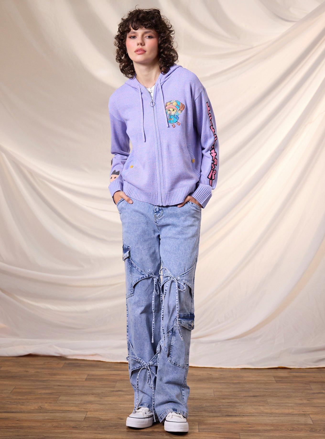 One Piece Chopper Egghead Marled Knit Girls Hoodie, MULTI, alternate